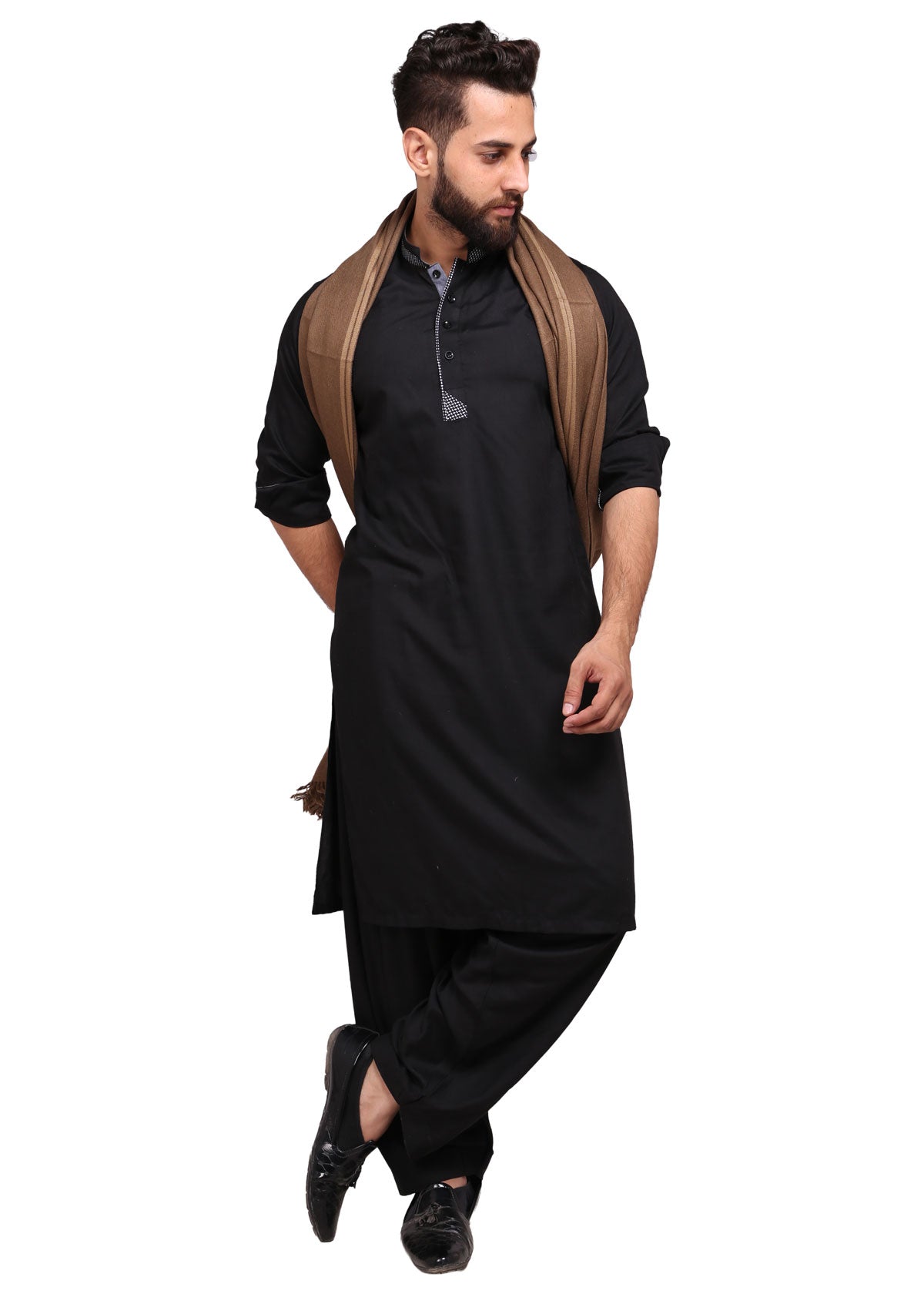 Exquisite Kashmiri Dhussa Shawl: Pure Wool Luxury for Men