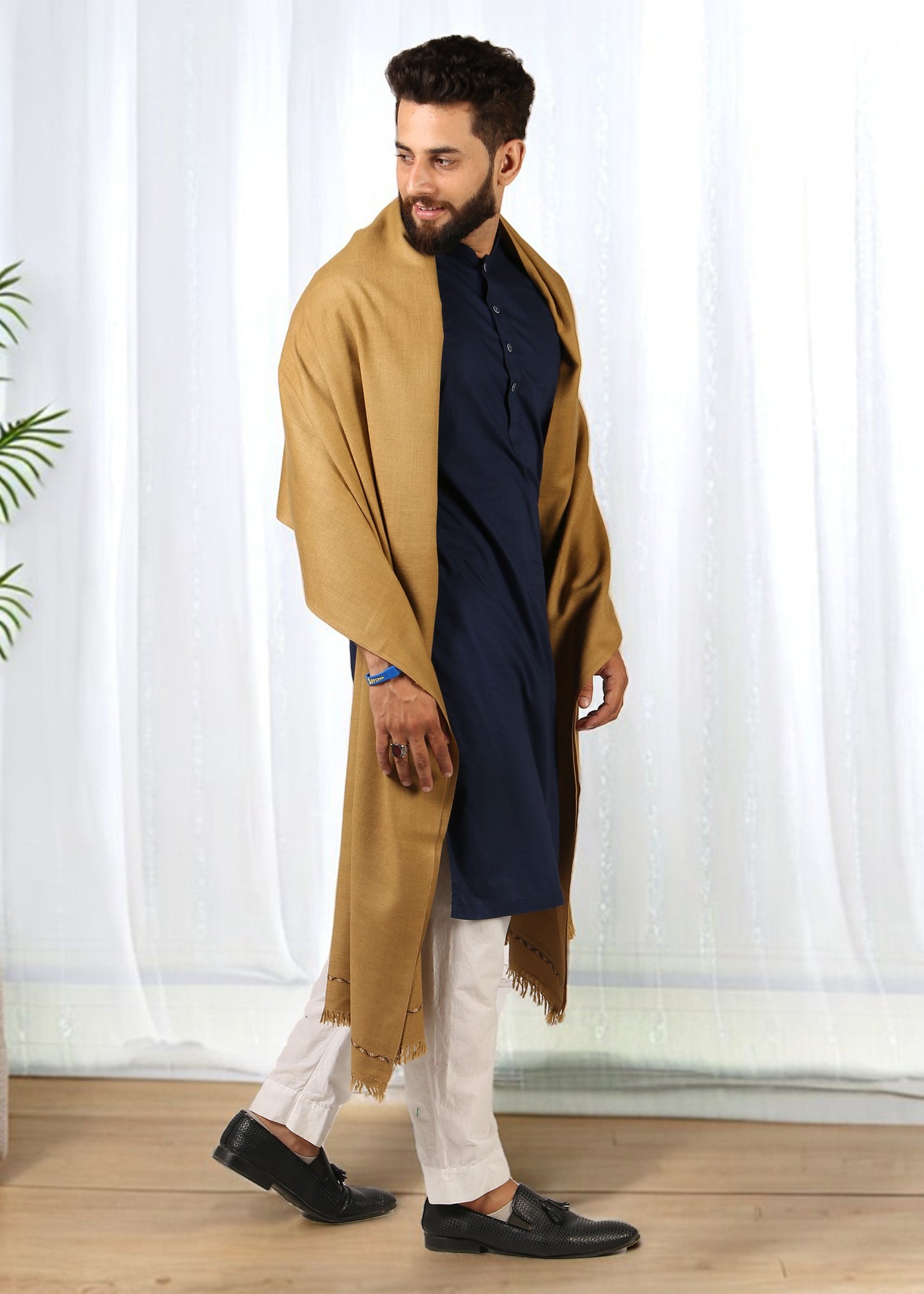 ریگل کشمیری خوبصورتی: مردوں کے لیے خالص پشمینہ دھوسہ پٹی شال 