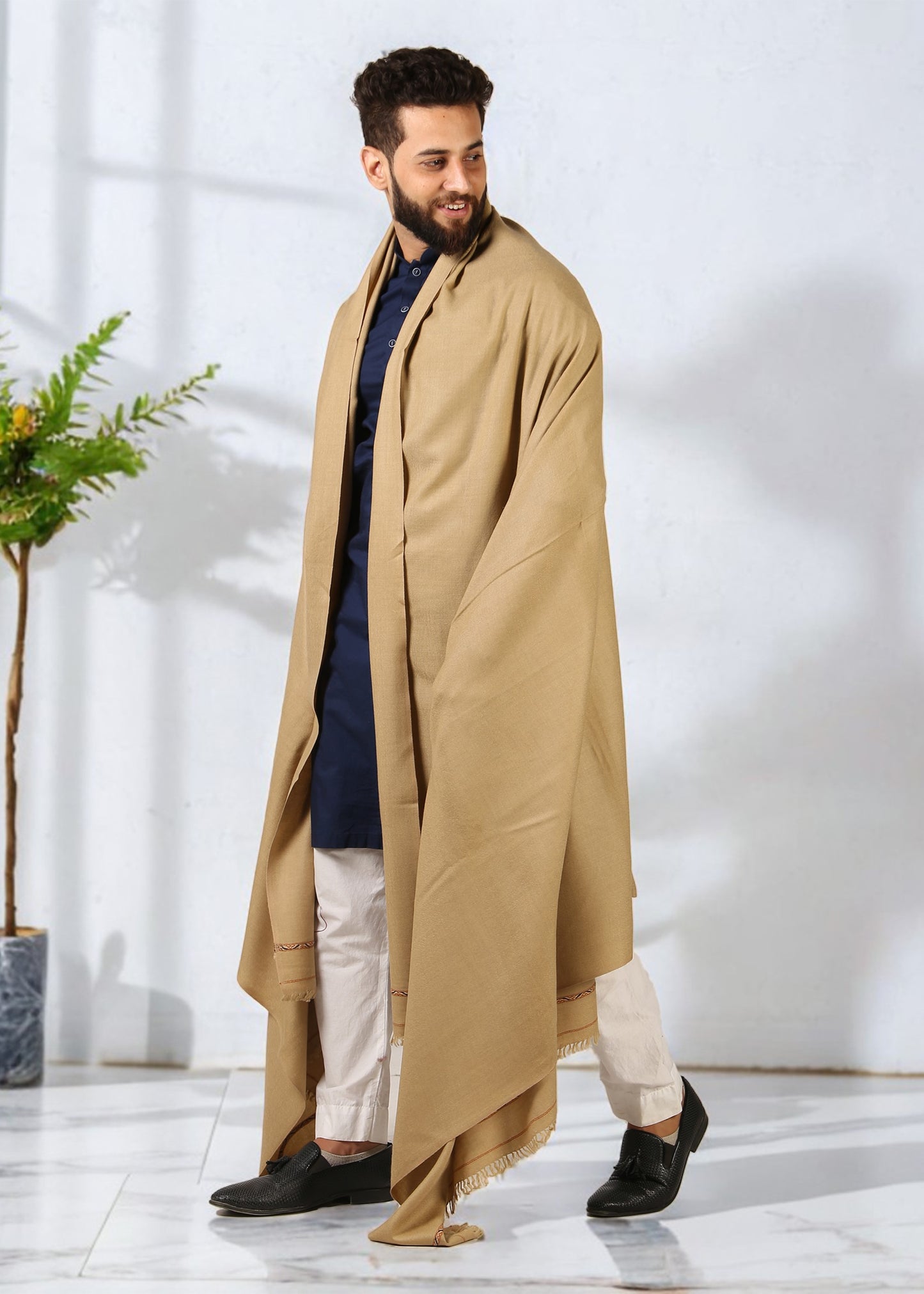 ریگل کشمیری خوبصورتی: مردوں کے لیے خالص پشمینہ دھوسہ پٹی شال 