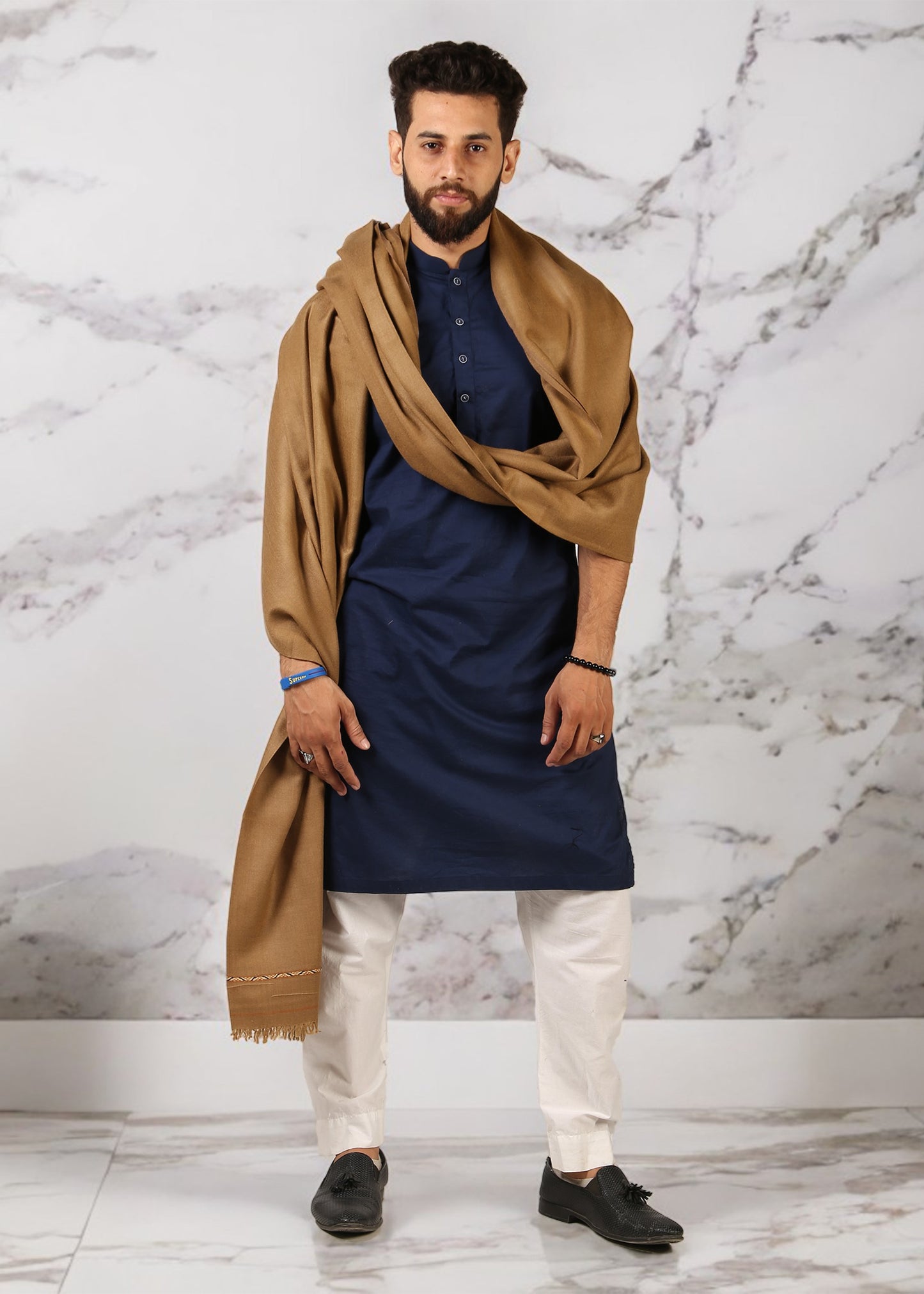 ریگل کشمیری خوبصورتی: مردوں کے لیے خالص پشمینہ دھوسہ پٹی شال 