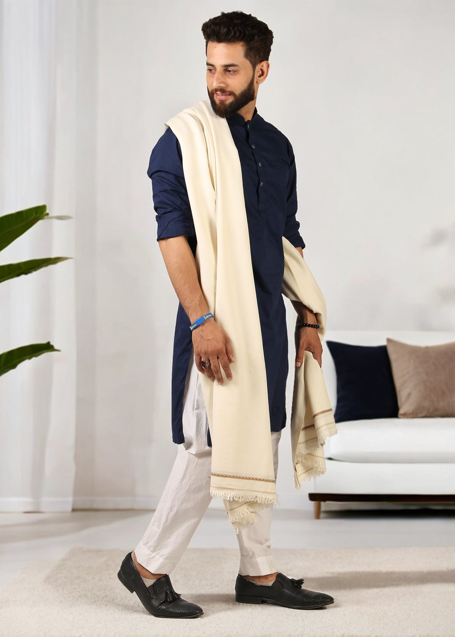 ریگل کشمیری خوبصورتی: مردوں کے لیے خالص پشمینہ دھوسہ پٹی شال 