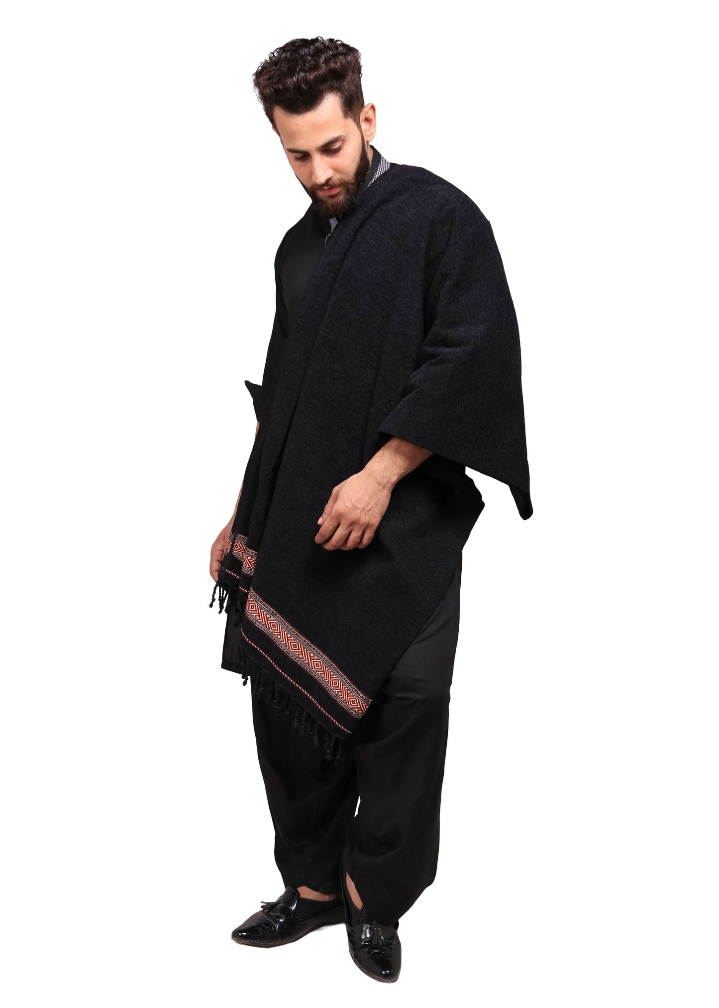 Regal Comfort: Pure Velvet Dhussa Shawl for Men