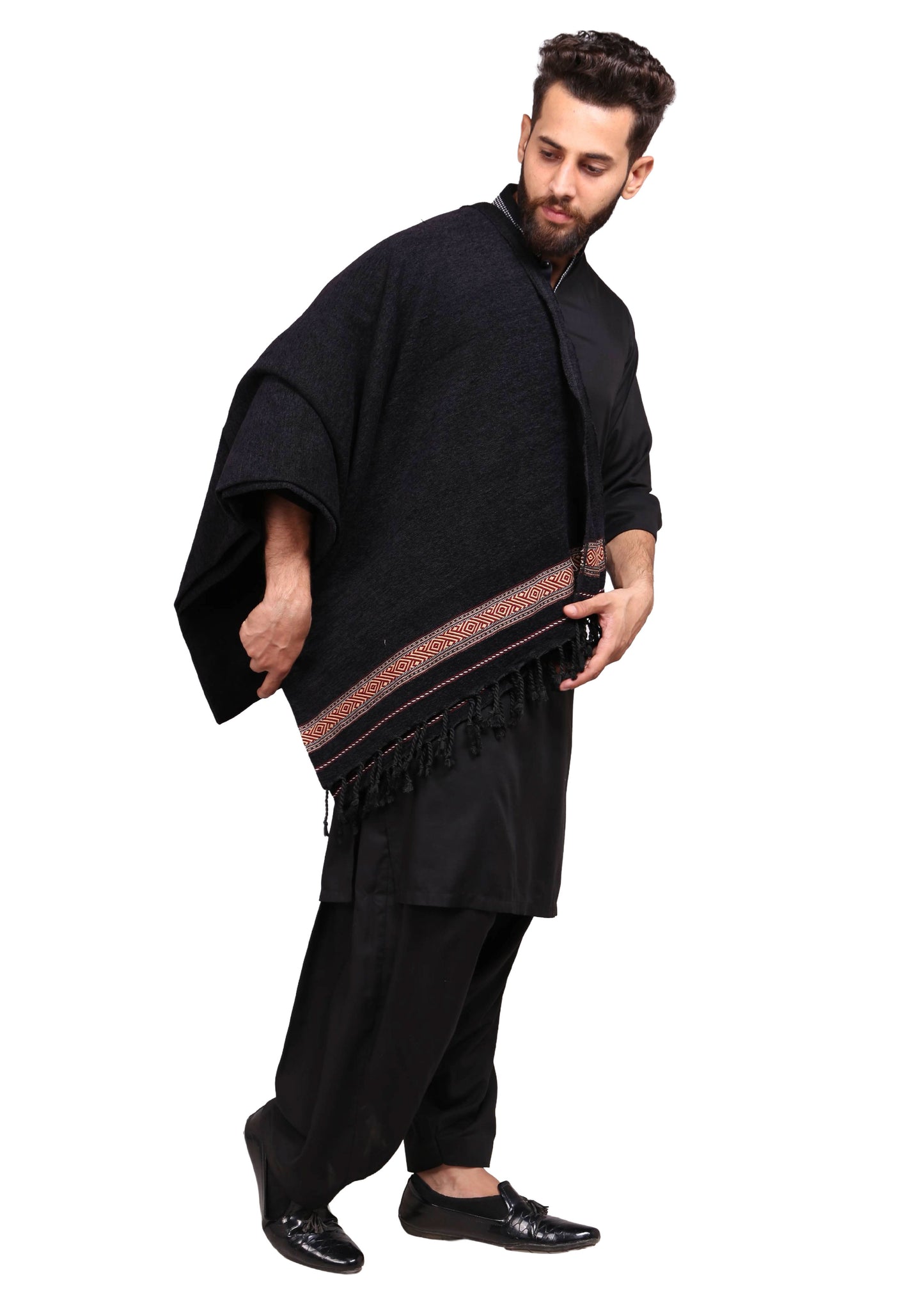 Regal Comfort: Pure Velvet Dhussa Shawl for Men