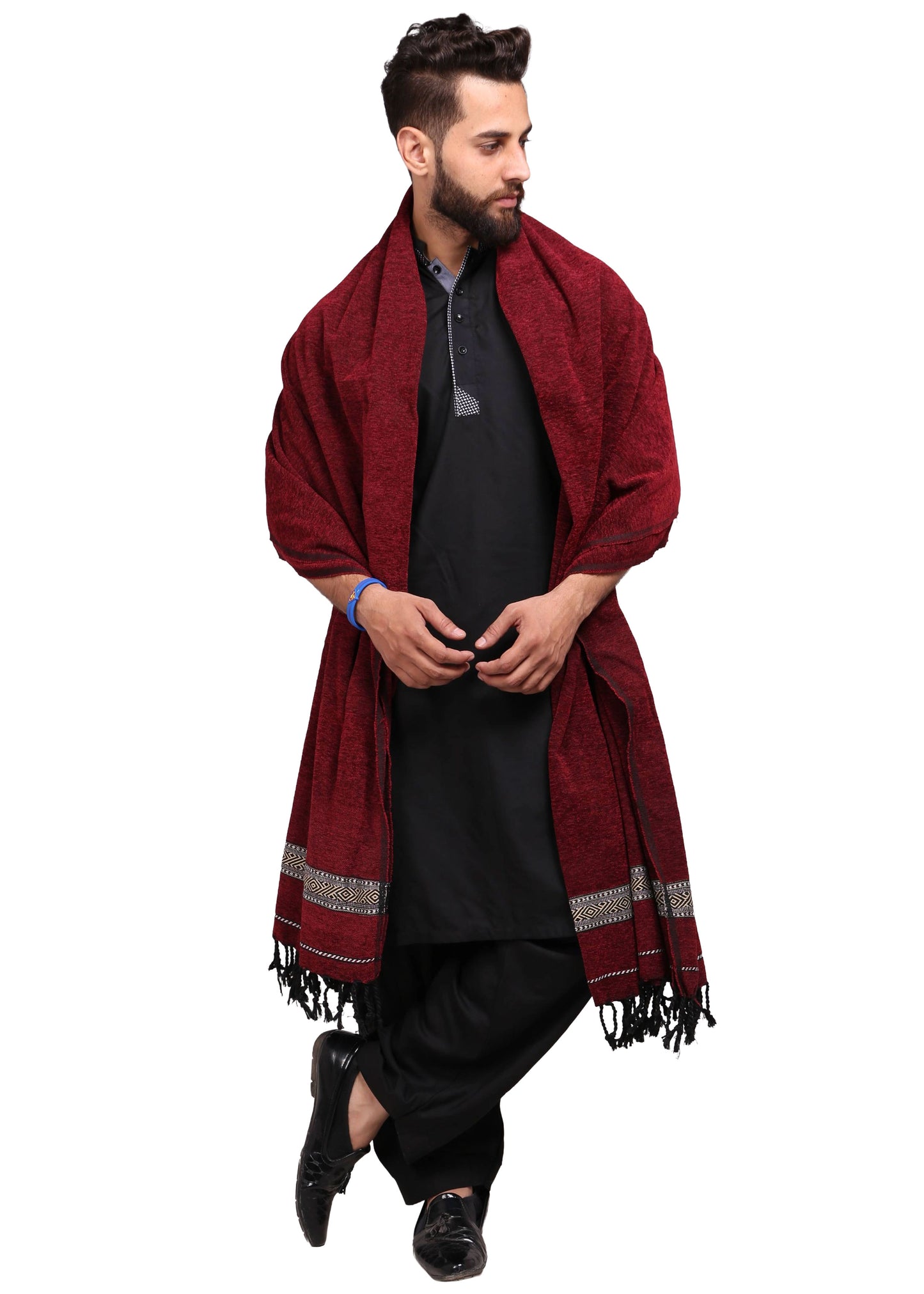 Regal Comfort: Pure Velvet Dhussa Shawl for Men