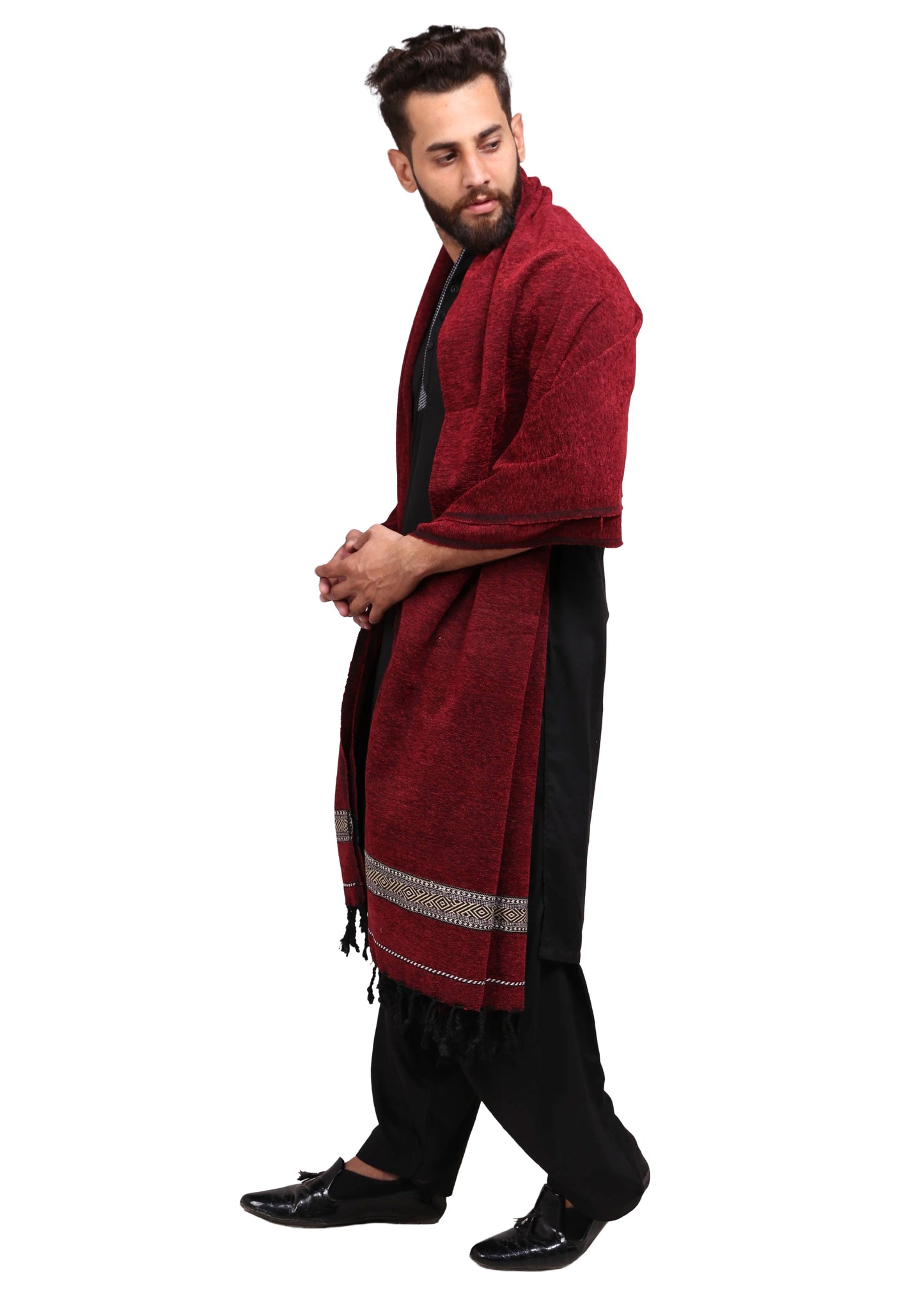 Regal Comfort: Pure Velvet Dhussa Shawl for Men