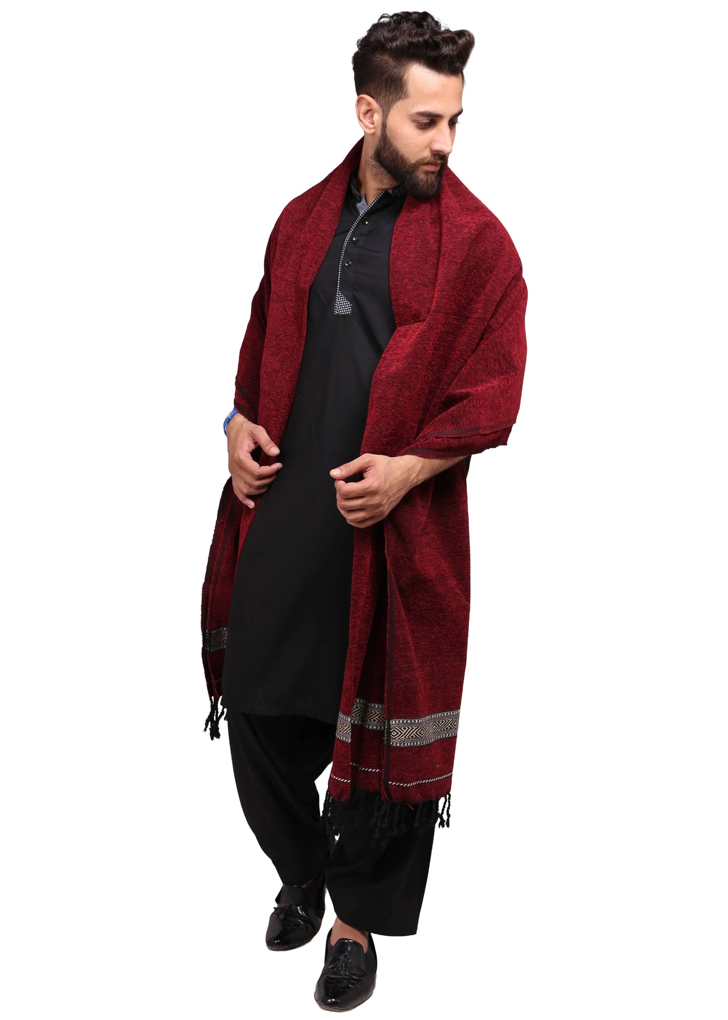 Regal Comfort: Pure Velvet Dhussa Shawl for Men