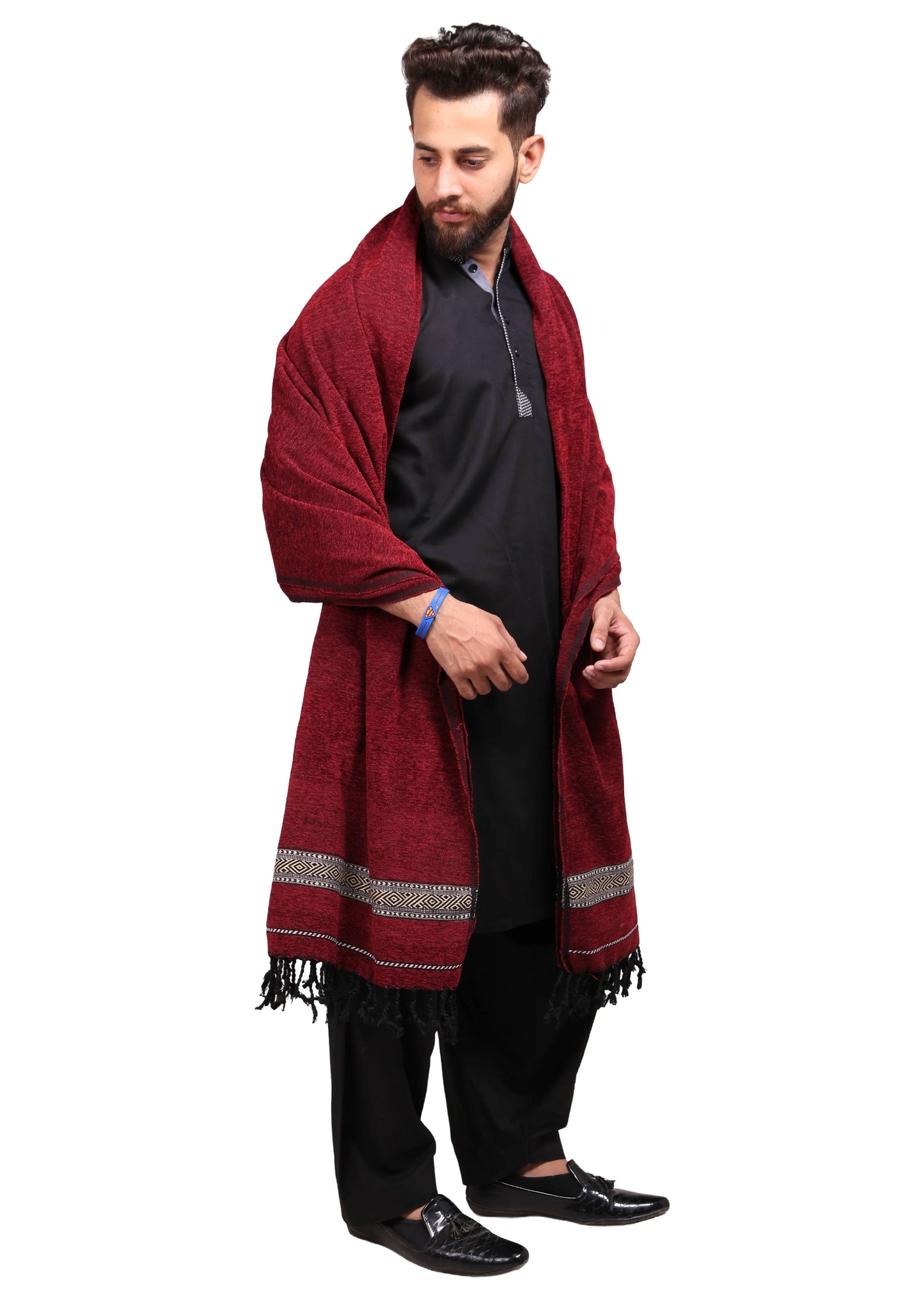 Regal Comfort: Pure Velvet Dhussa Shawl for Men