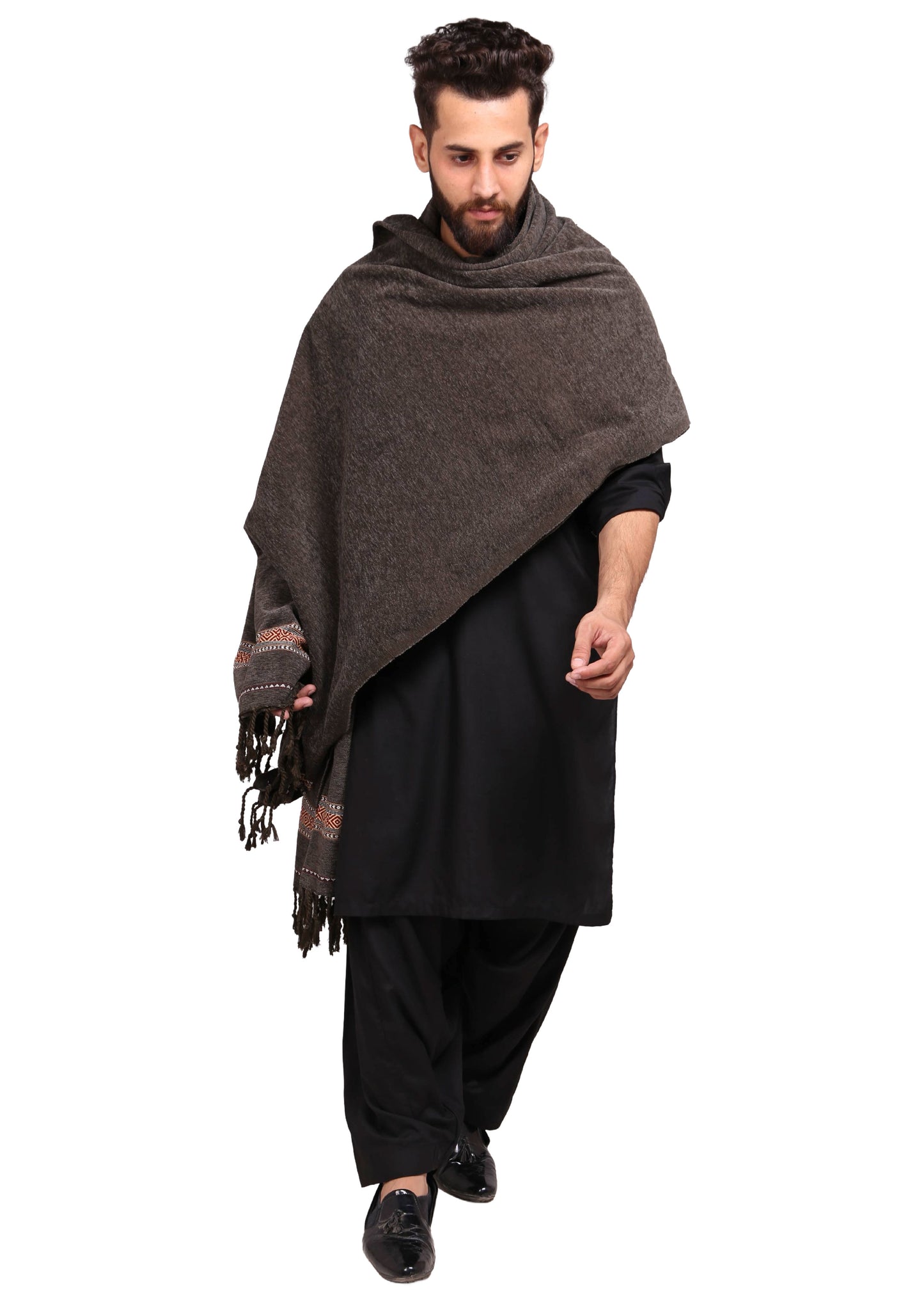 Regal Comfort: Pure Velvet Dhussa Shawl for Men