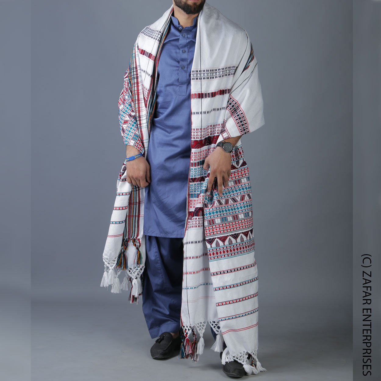 Exquisite Multani Multicolor Tharri Wadera Shawl for Men | Jumbo Size