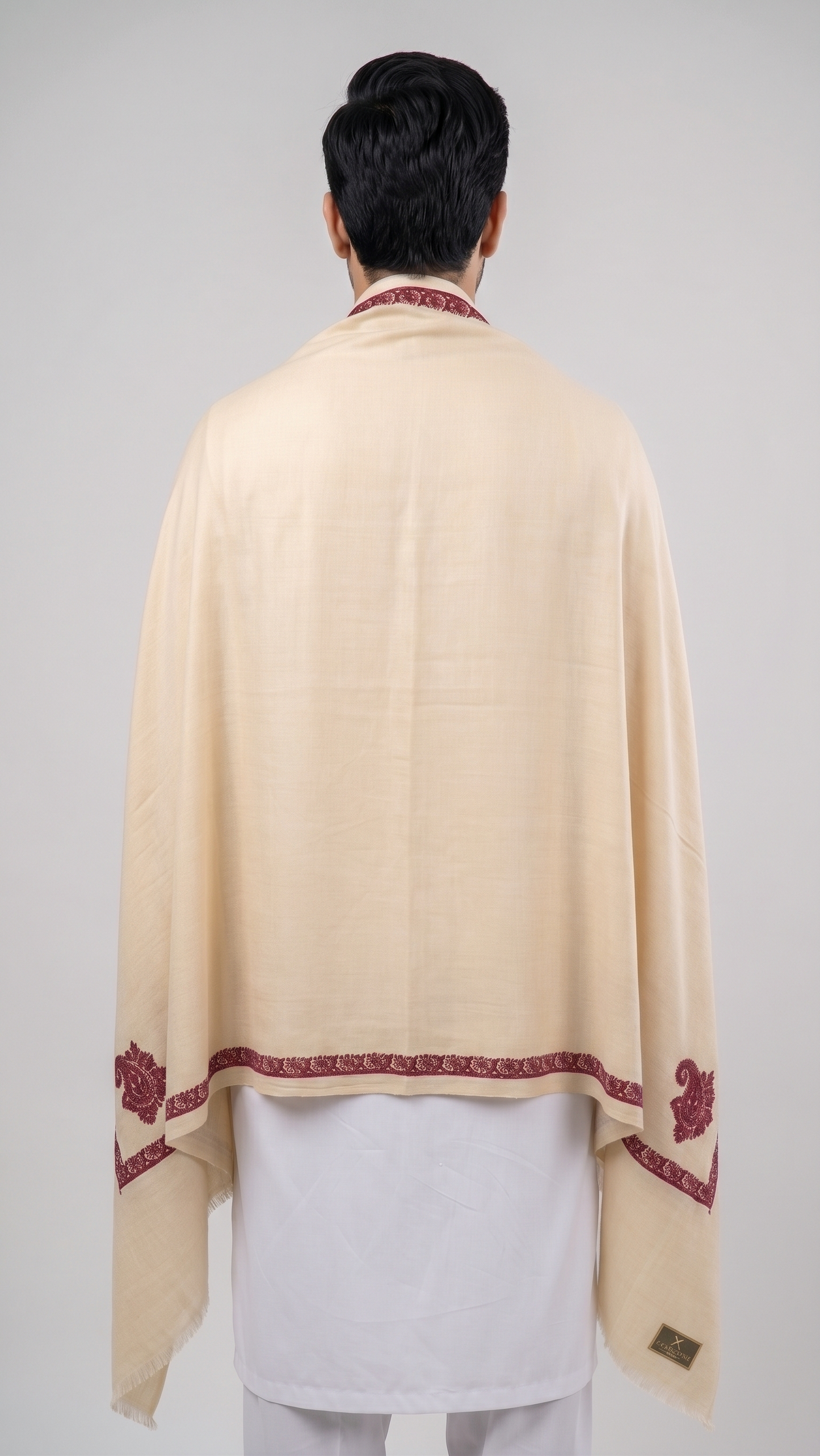 Kashmiri Kingri Style Shawl - Beige