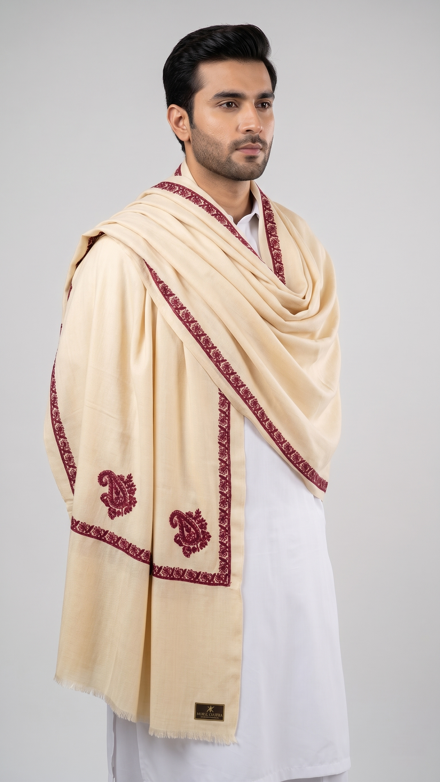 Kashmiri Kingri Style Shawl - Beige