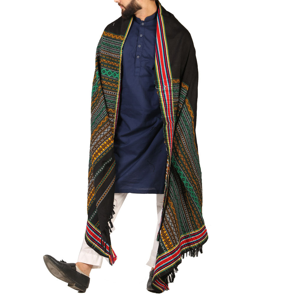 Hyderabadi Wadera Shawl: Elegance Meets Comfort in Multi-Color (Black Base)