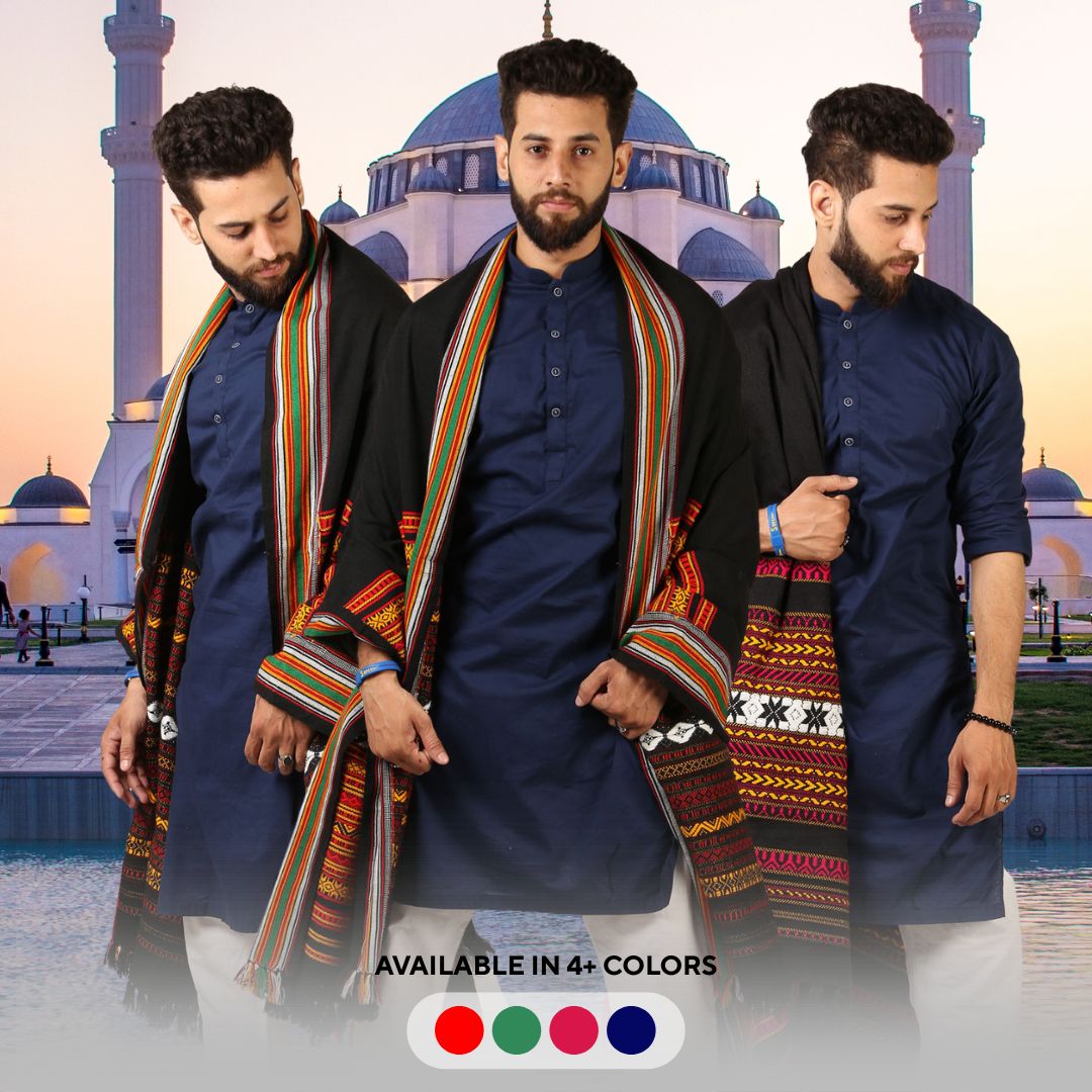 Hyderabadi Wadera Shawl: Elegance Meets Comfort in Multi-Color (Black Base)