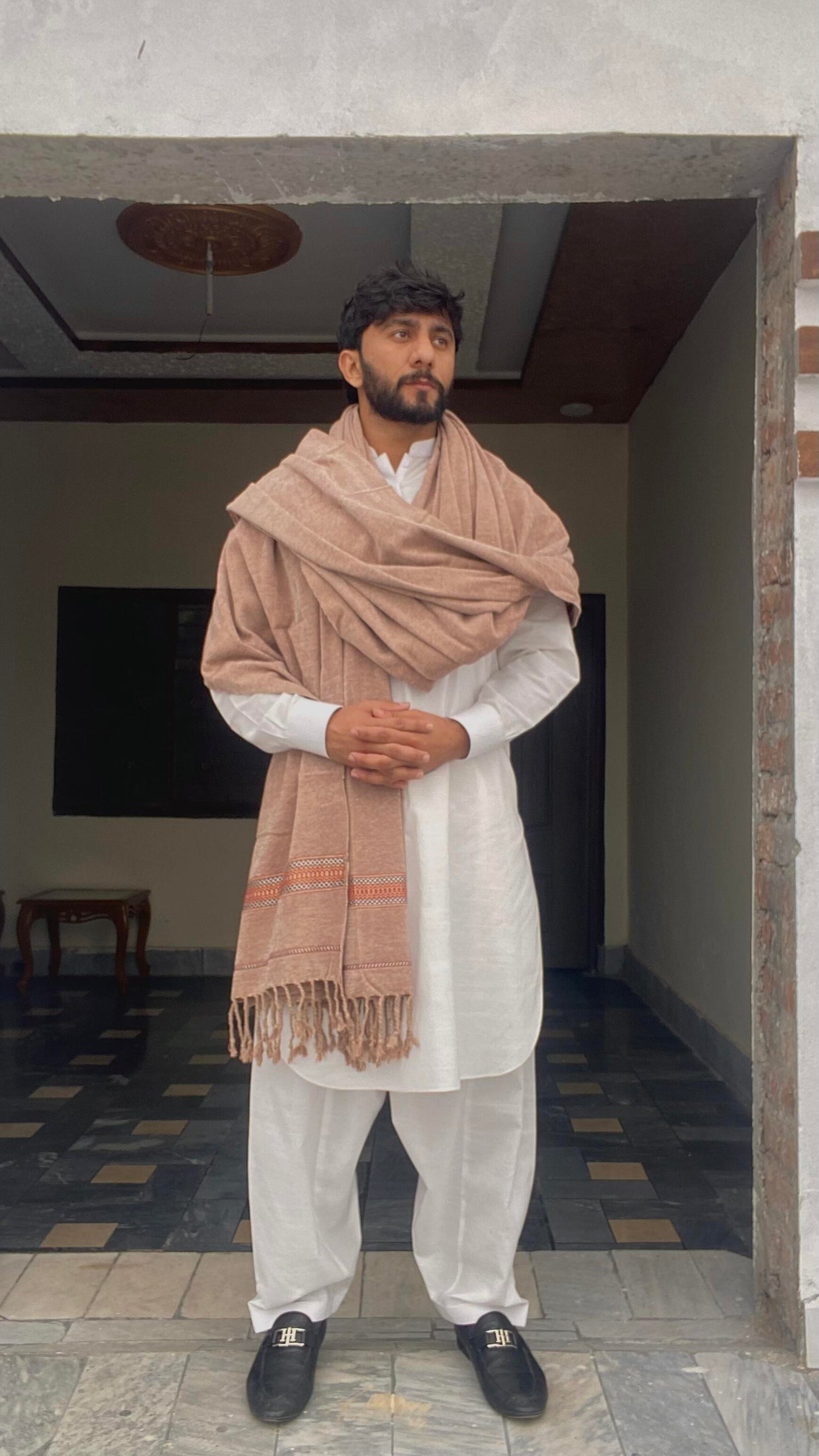 Regal Comfort: Pure Velvet Dhussa Shawl for Men
