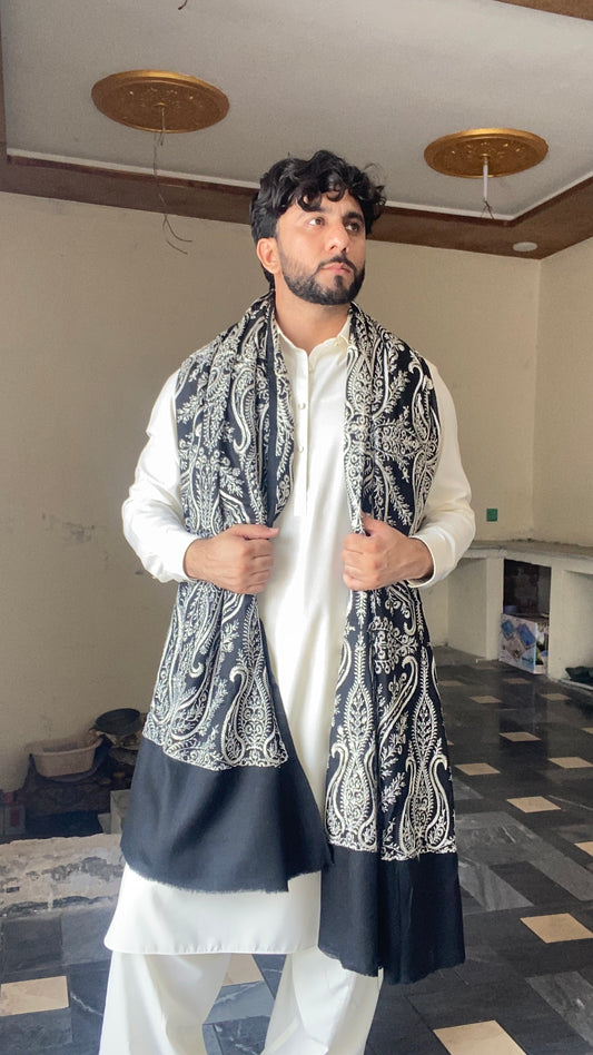 Indian Style Kashmiri Jaal Shawl For Men