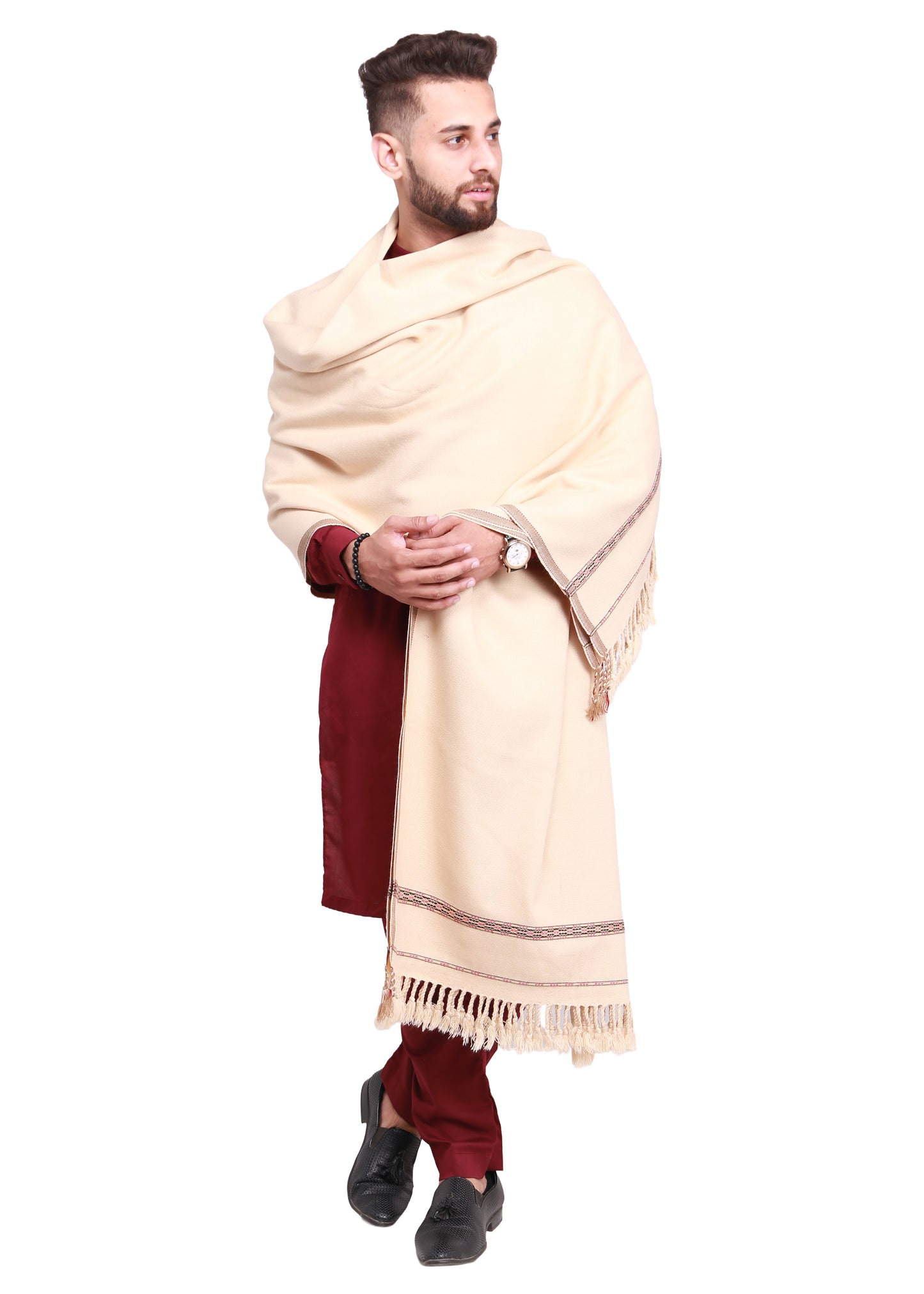 Pure Acrylic Woolen Solid Color Peshawari Dhussa Shawl For Men | Kamaal Khan Shawls