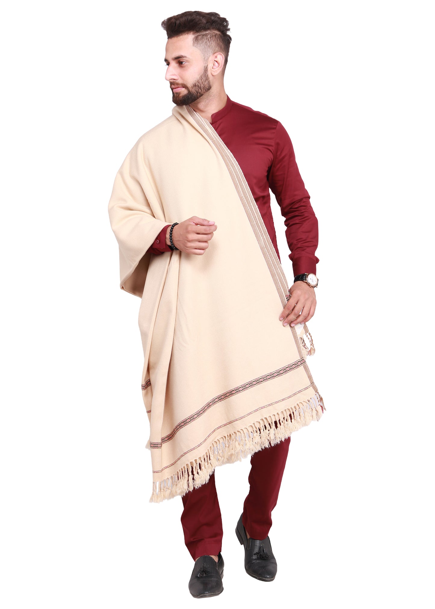 Pure Acrylic Woolen Solid Color Peshawari Dhussa Shawl For Men | Kamaal Khan Shawls