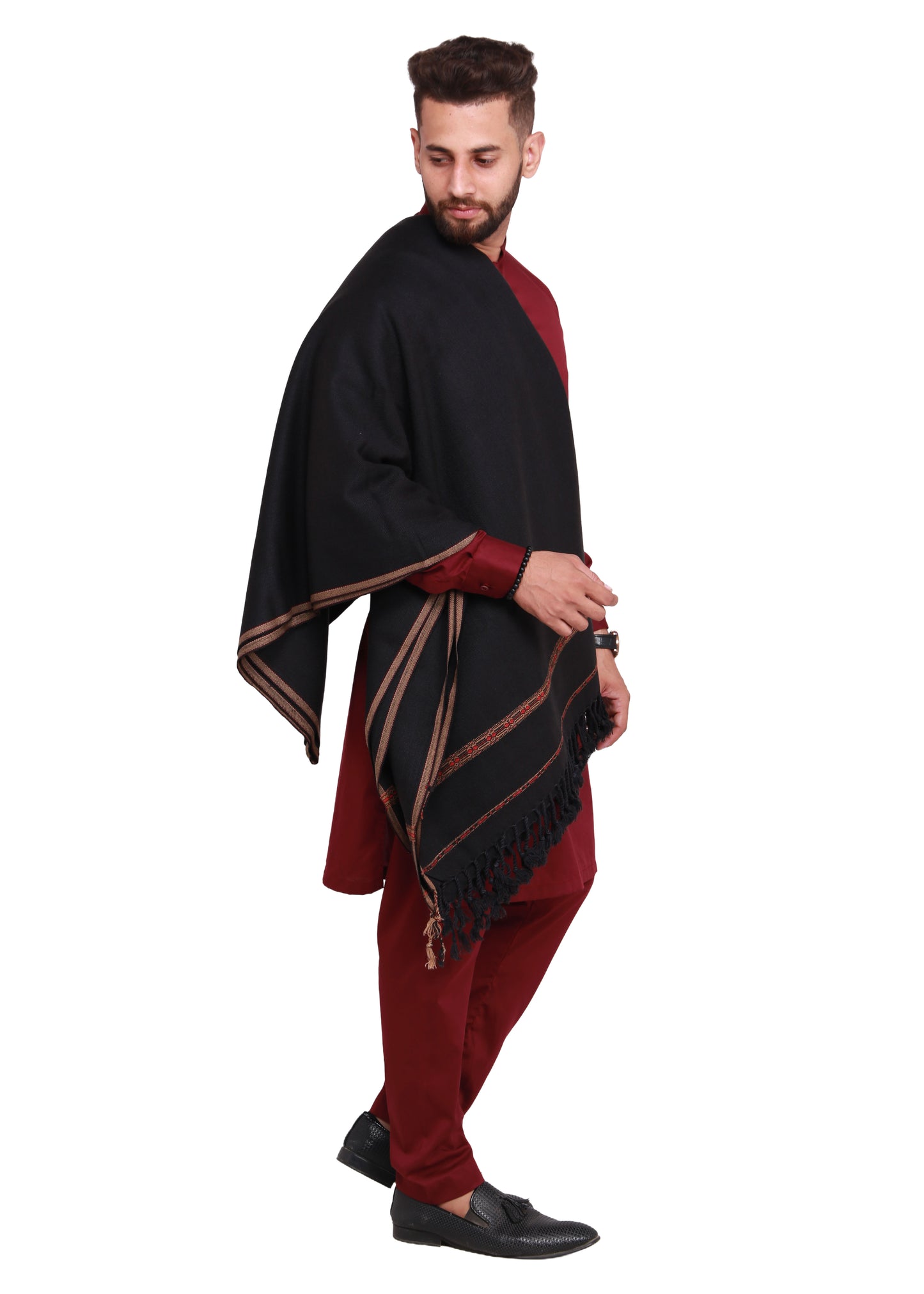 Pure Acrylic Woolen Solid Color Peshawari Dhussa Shawl For Men | Kamaal Khan Shawls