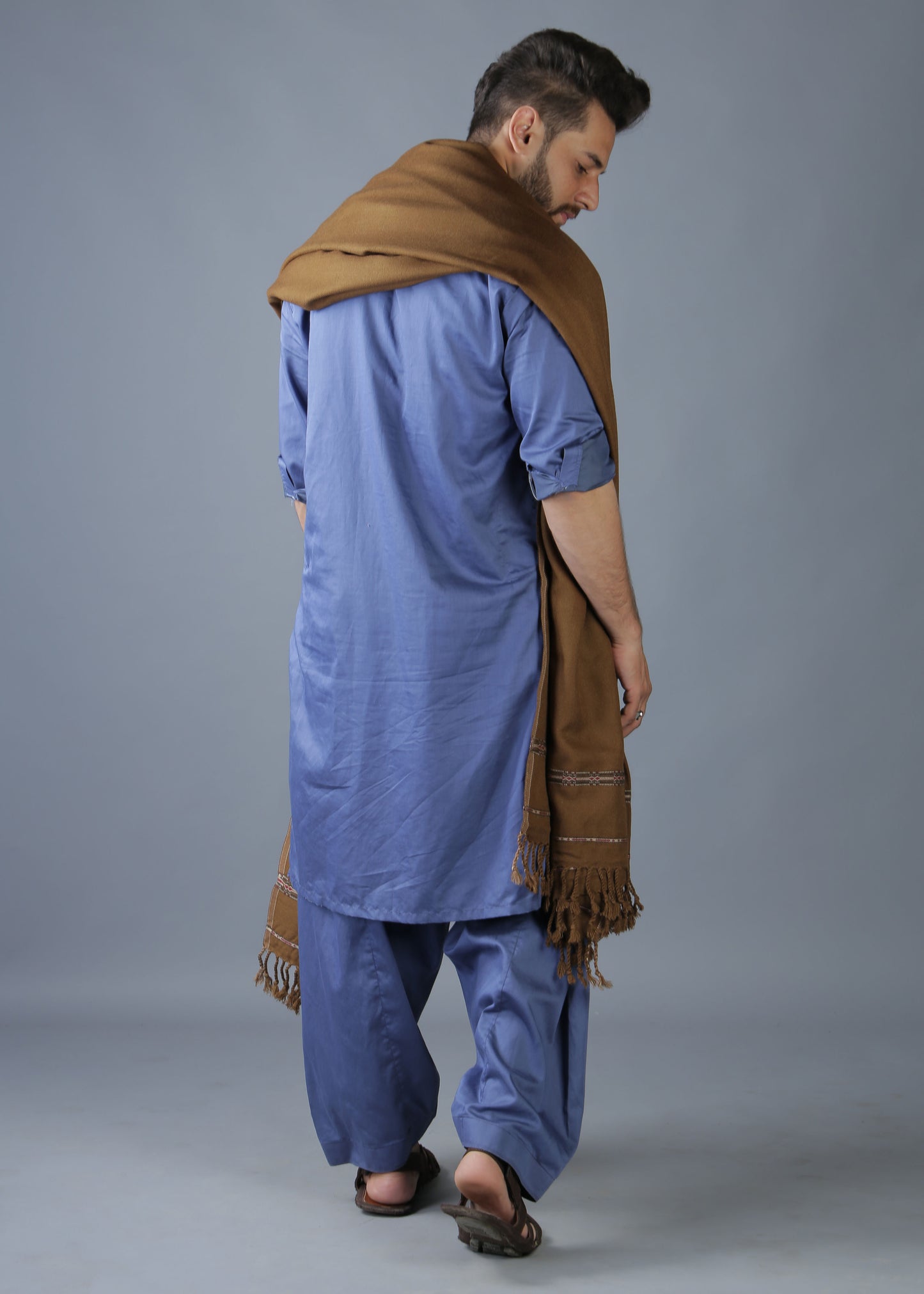 Pure Acrylic Woolen Solid Color Peshawari Dhussa Shawl For Men | Kamaal Khan Shawls