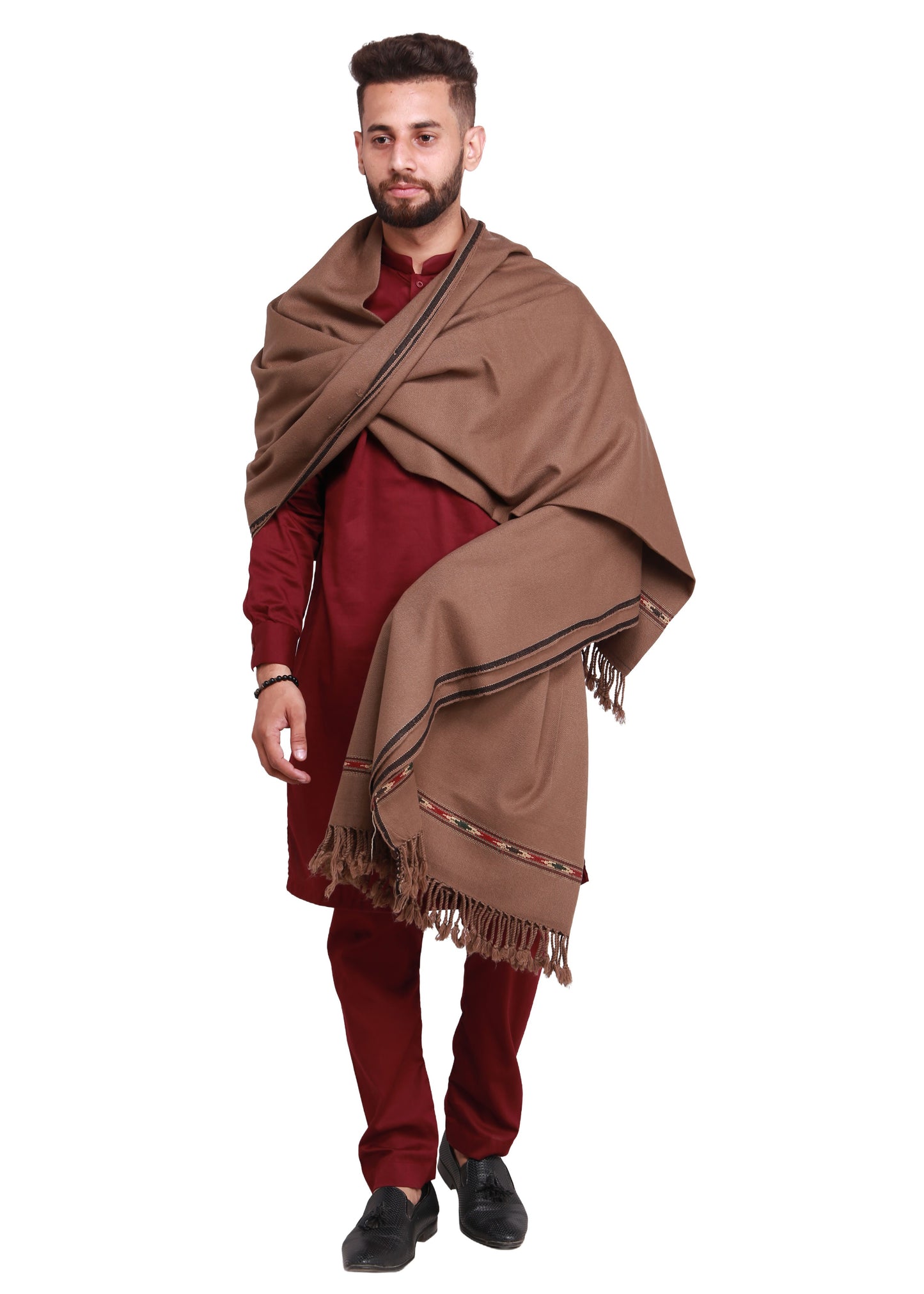 Pure Acrylic Woolen Solid Color Peshawari Dhussa Shawl For Men | Kamaal Khan Shawls