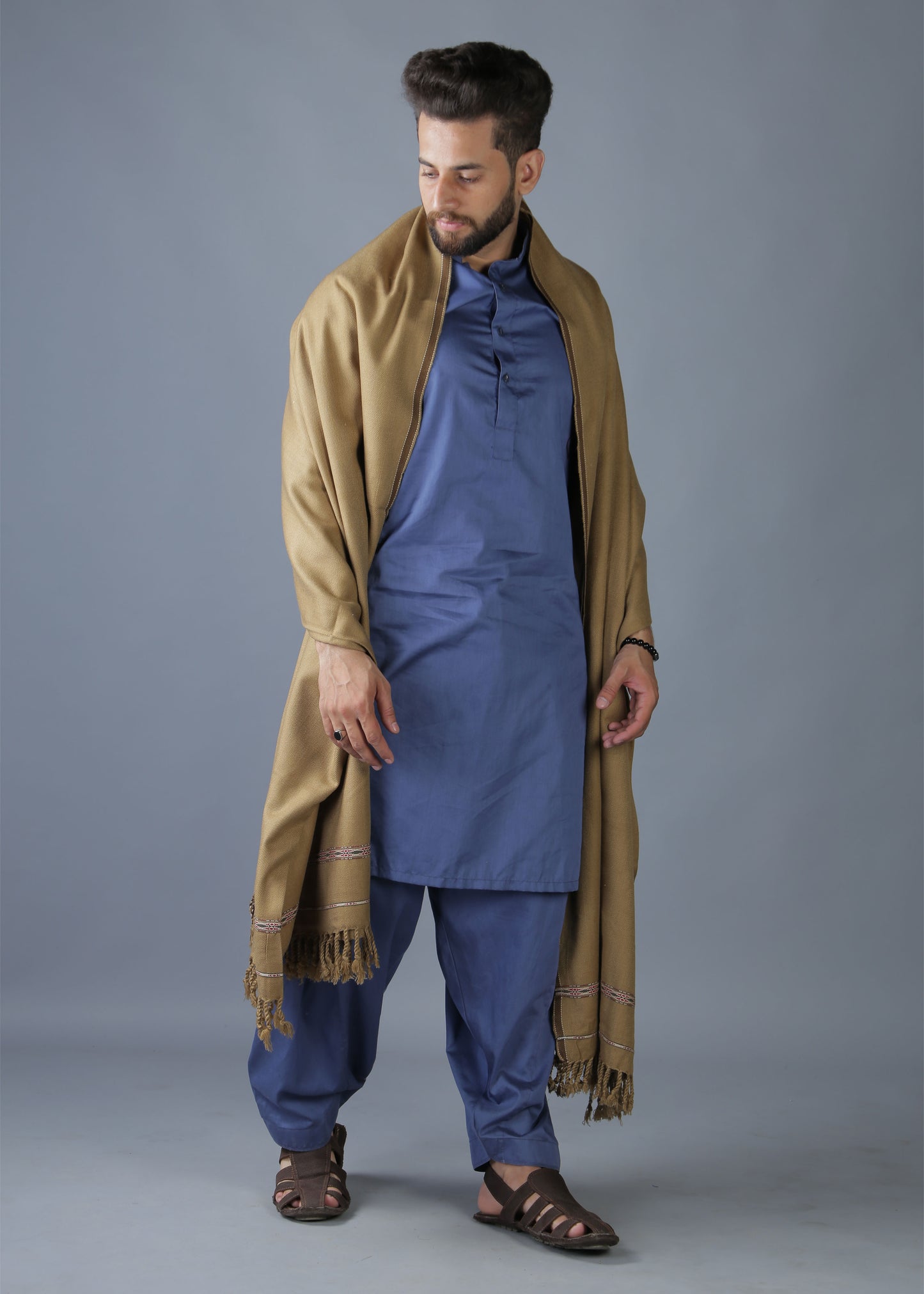 Pure Acrylic Woolen Solid Color Peshawari Dhussa Shawl For Men | Kamaal Khan Shawls