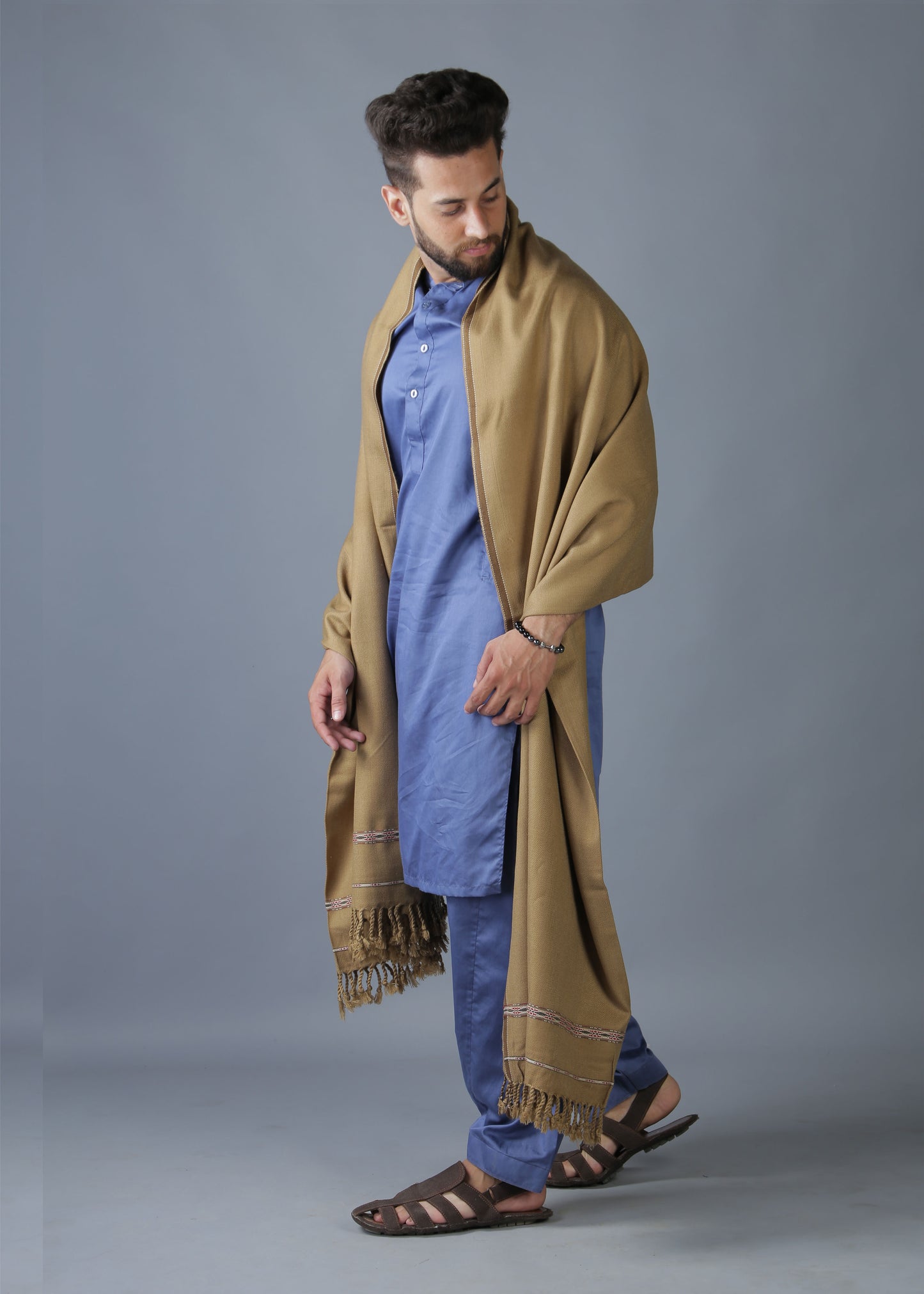 Pure Acrylic Woolen Solid Color Peshawari Dhussa Shawl For Men | Kamaal Khan Shawls