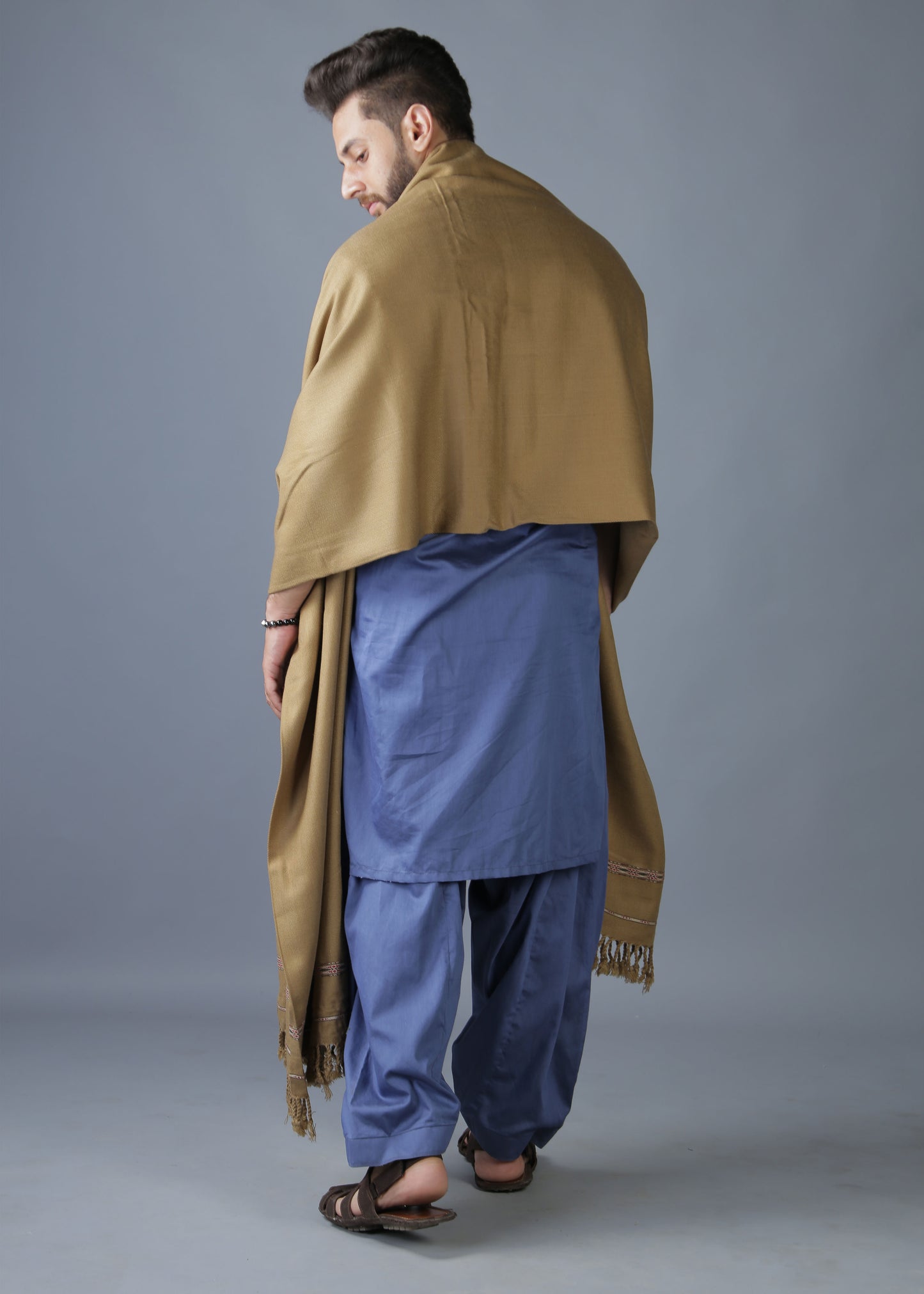 Pure Acrylic Woolen Solid Color Peshawari Dhussa Shawl For Men | Kamaal Khan Shawls