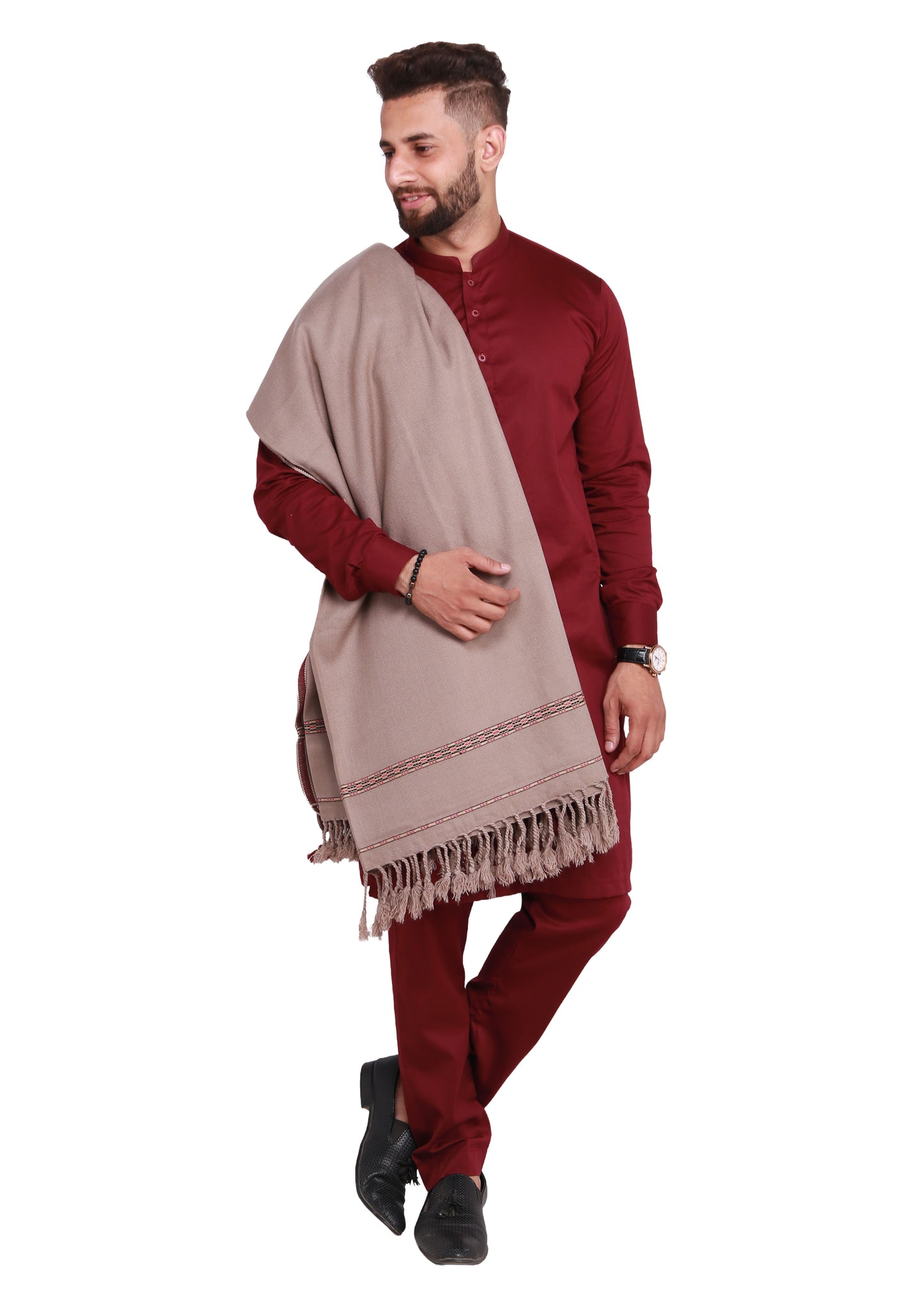 Pure Acrylic Woolen Solid Color Peshawari Dhussa Shawl For Men | Kamaal Khan Shawls