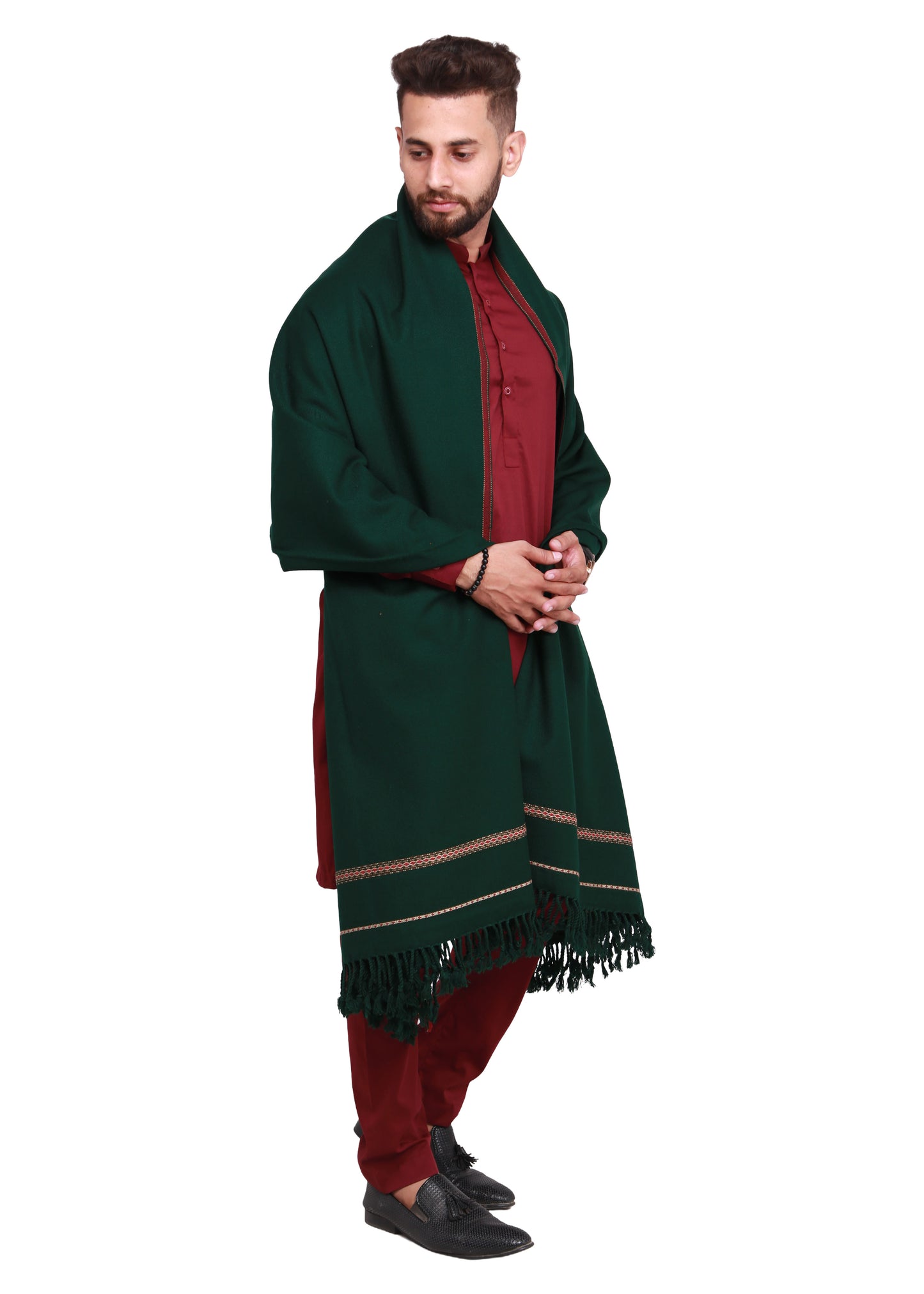 Pure Acrylic Woolen Solid Color Peshawari Dhussa Shawl For Men | Kamaal Khan Shawls