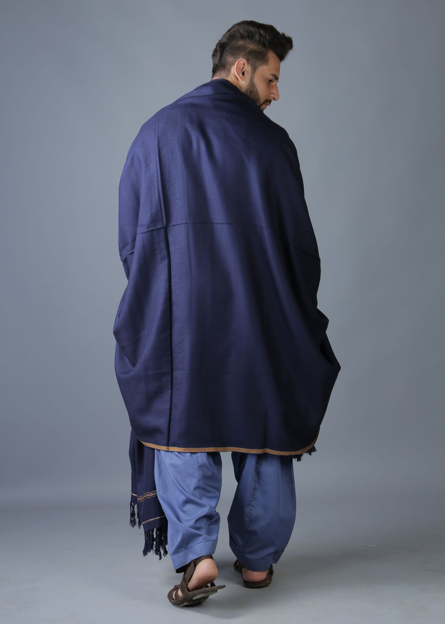 Pure Acrylic Woolen Solid Color Peshawari Dhussa Shawl For Men | Kamaal Khan Shawls