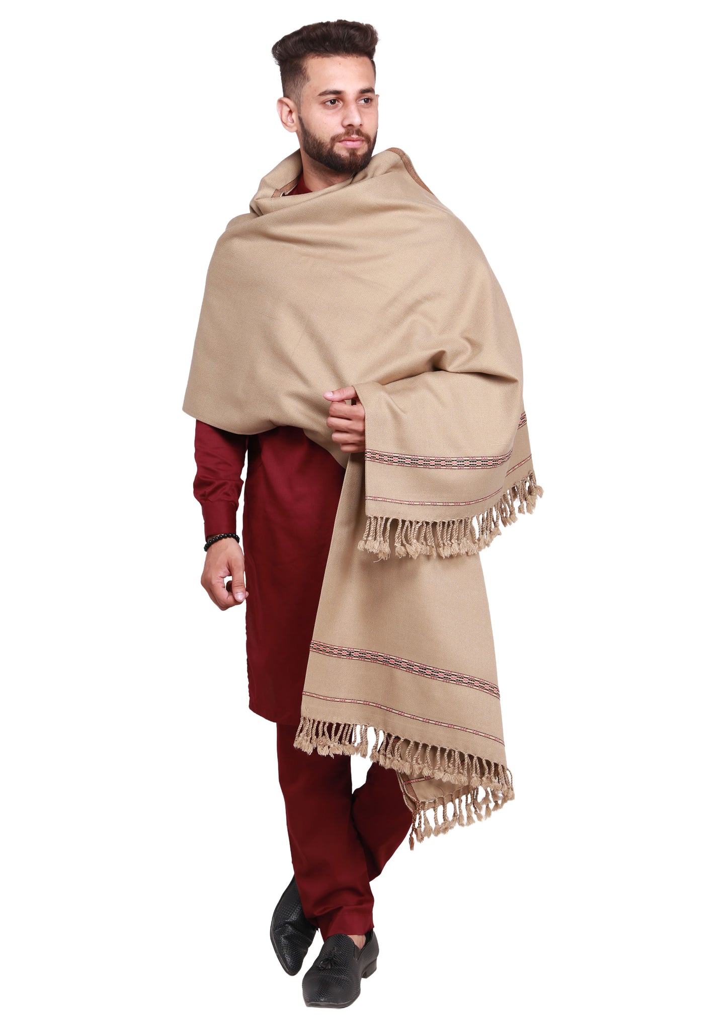 Pure Acrylic Woolen Solid Color Peshawari Dhussa Shawl For Men | Kamaal Khan Shawls