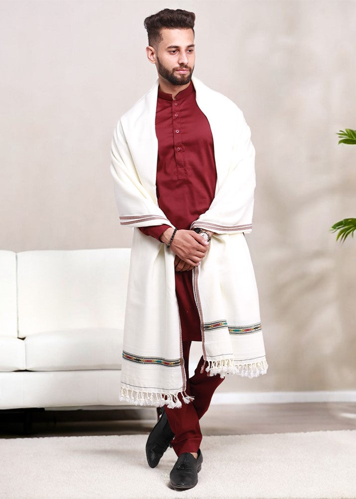 Pure Acrylic Woolen Solid Color Peshawari Dhussa Shawl For Men | Kamaal Khan Shawls