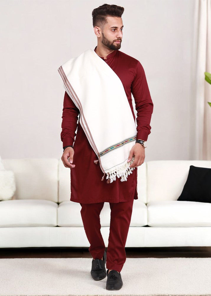 Pure Acrylic Woolen Solid Color Peshawari Dhussa Shawl For Men | Kamaal Khan Shawls