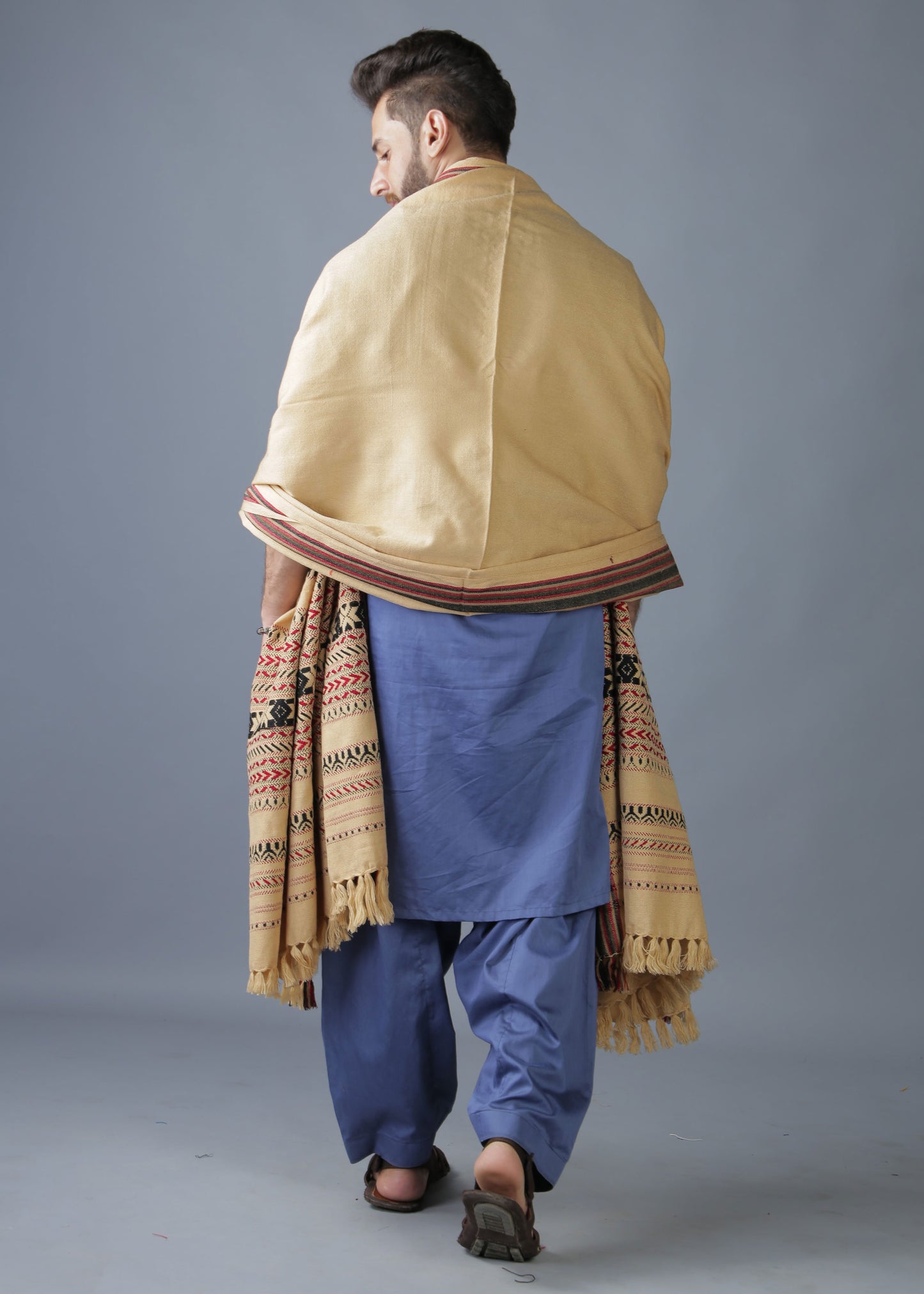 Regal Elegance: Colorful Hyderabadi Tharri Wadera Shawl for Men