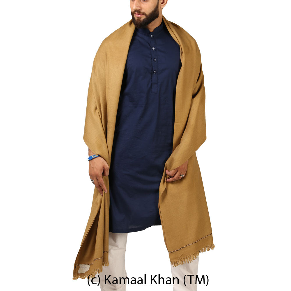 Regal Kashmiri Elegance: Pure Pashmina Dhussa Patti Shawl for Men