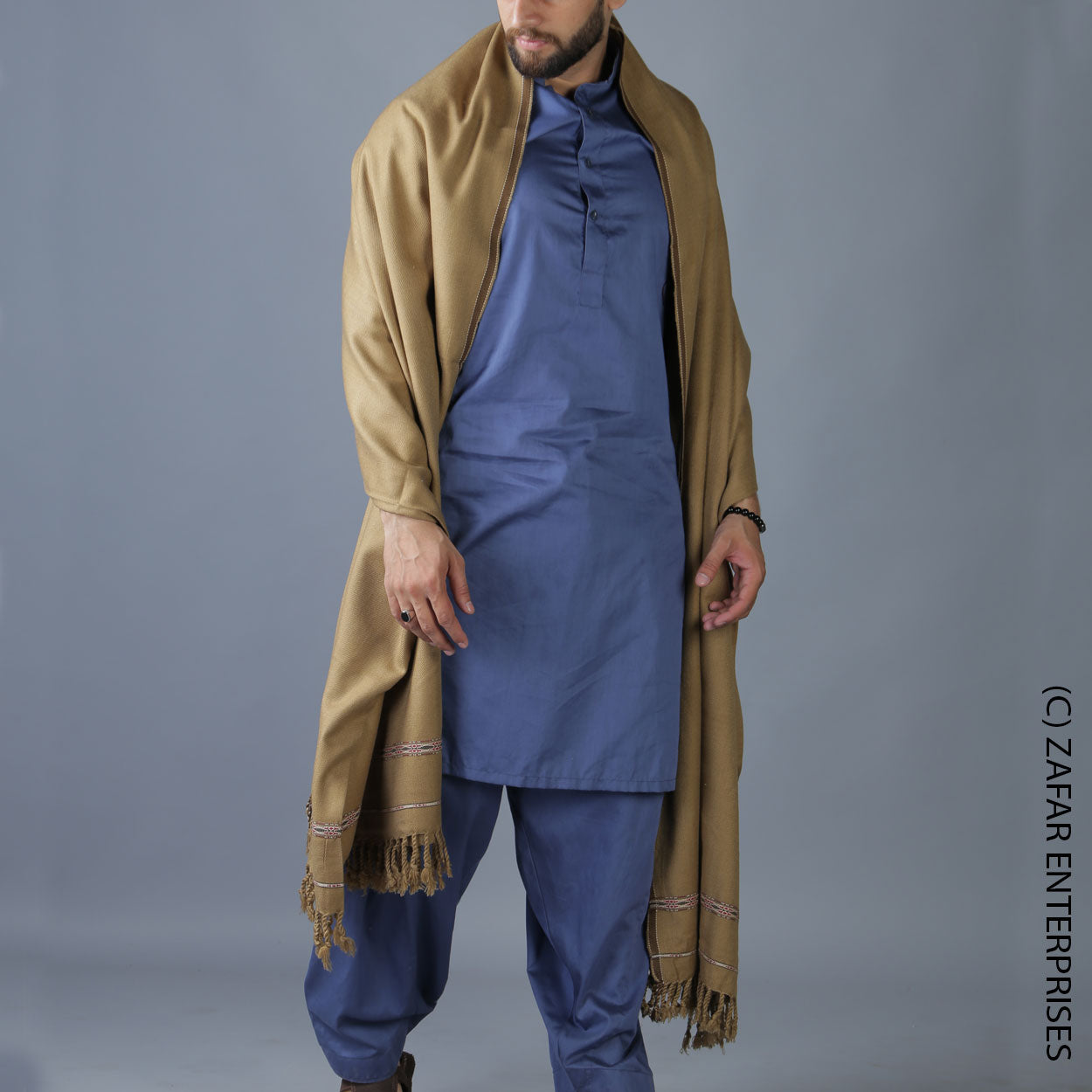 Pure Acrylic Woolen Solid Color Peshawari Dhussa Shawl For Men | Kamaal Khan Shawls