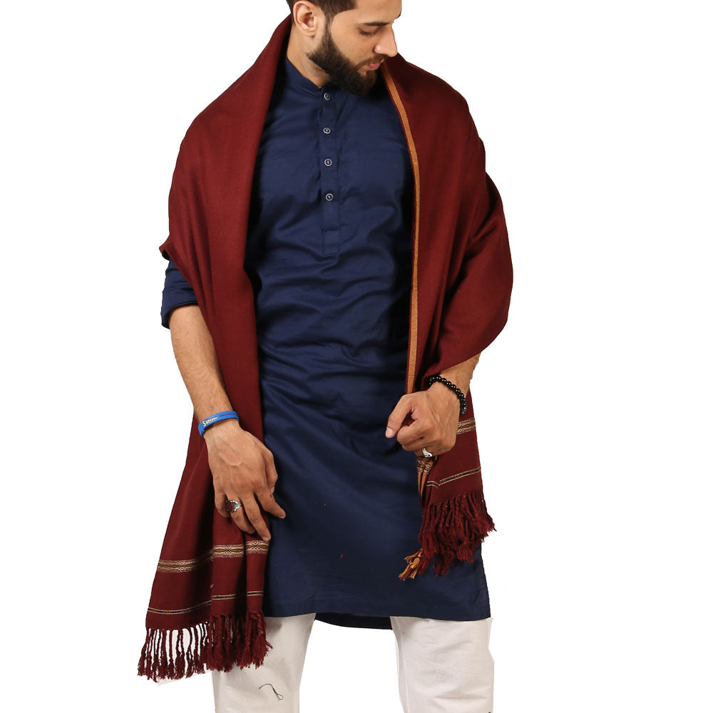 Distinguished Elegance: Pure Acrylic Woolen Peshawari Dhussa Shawl for Men (Medium)