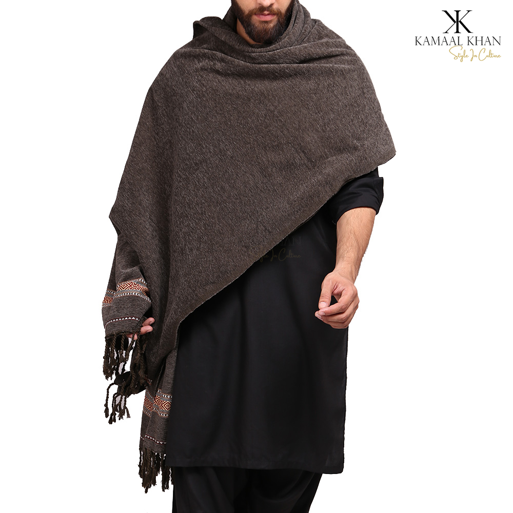 Regal Comfort: Pure Velvet Dhussa Shawl for Men