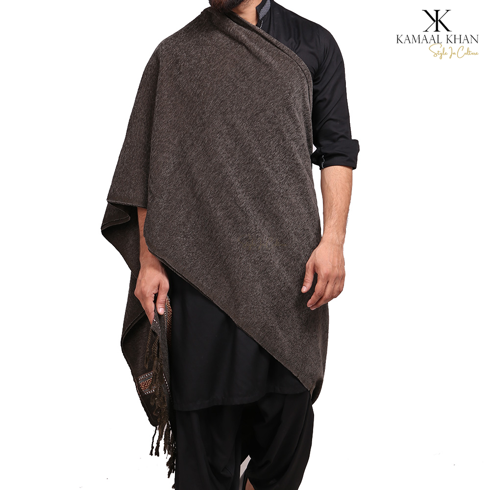 Regal Comfort: Pure Velvet Dhussa Shawl for Men