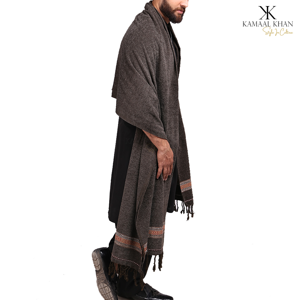 Regal Comfort: Pure Velvet Dhussa Shawl for Men