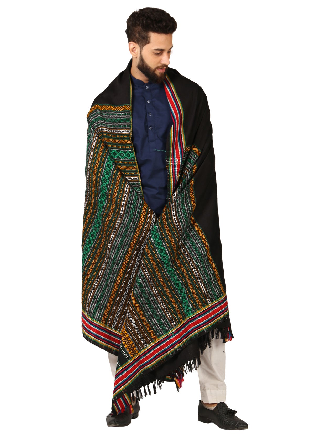 Hyderabadi Wadera Shawl: Elegance Meets Comfort in Multi-Color (Black Base)