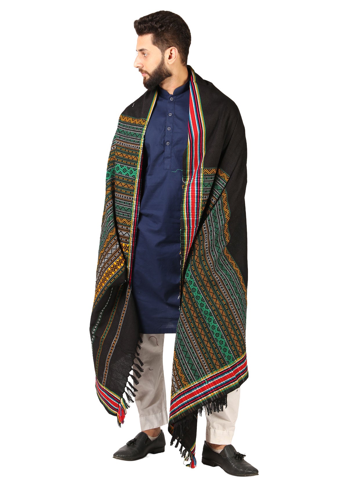 Hyderabadi Wadera Shawl: Elegance Meets Comfort in Multi-Color (Black Base)