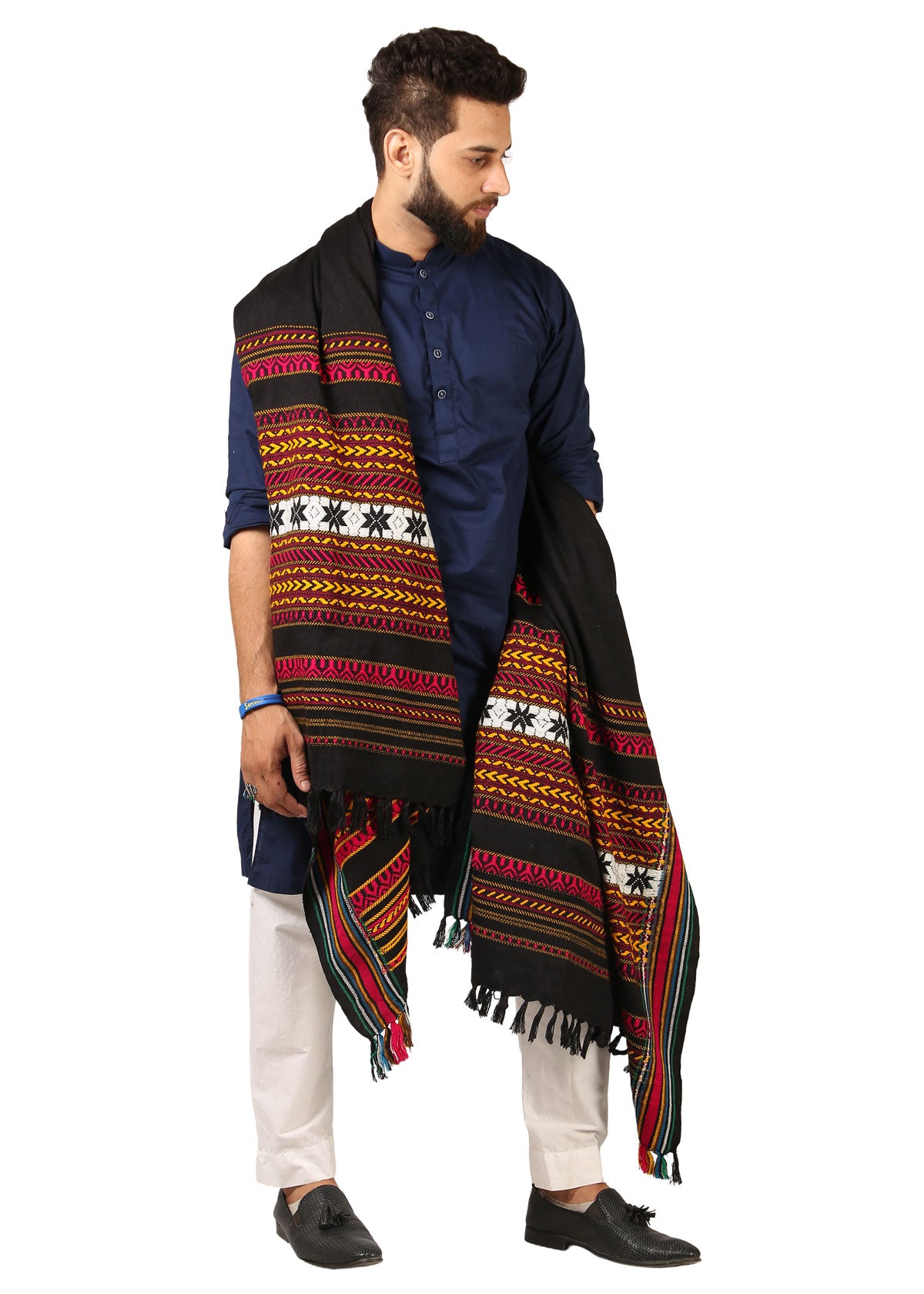Hyderabadi Wadera Shawl: Elegance Meets Comfort in Multi-Color (Black Base)