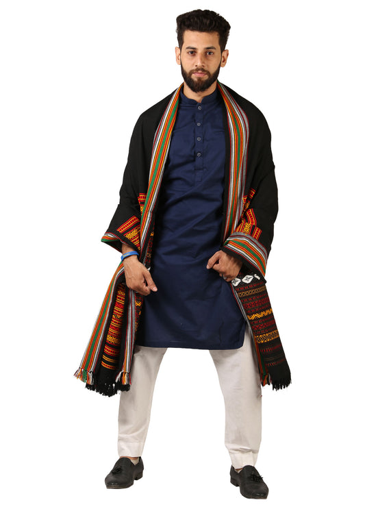 Hyderabadi Wadera Shawl: Elegance Meets Comfort in Multi-Color (Black Base)