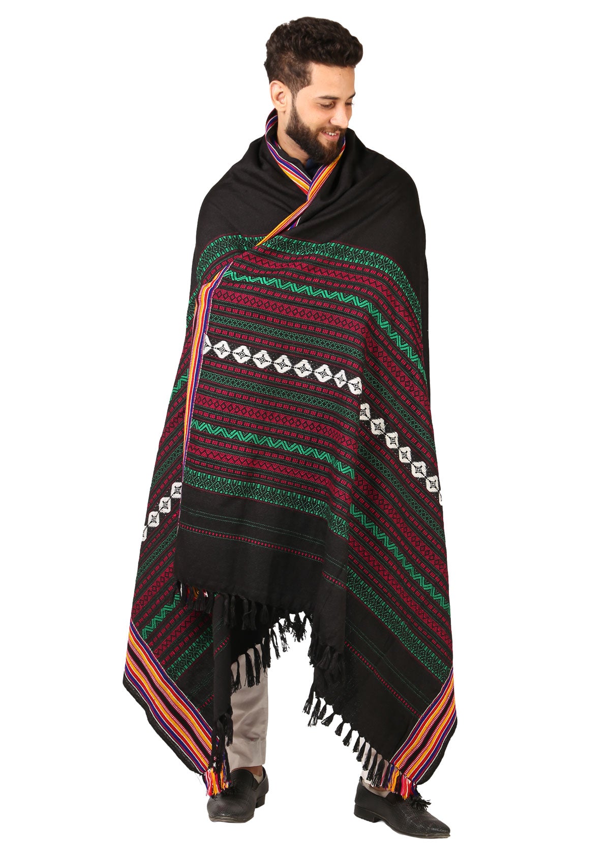 Hyderabadi Wadera Shawl: Elegance Meets Comfort in Multi-Color (Black Base)