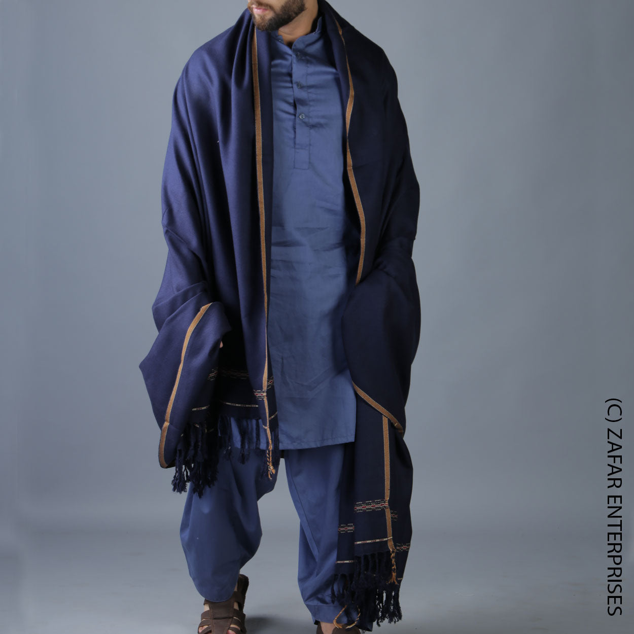 Pure Acrylic Woolen Solid Color Peshawari Dhussa Shawl For Men | Kamaal Khan Shawls