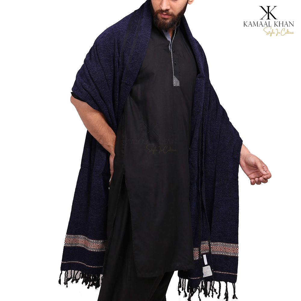 Regal Comfort: Pure Velvet Dhussa Shawl for Men