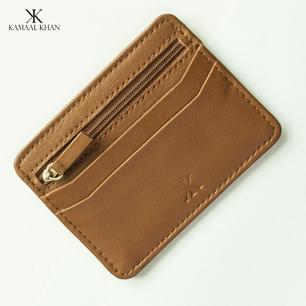 Genuine Leather Men's Zip Card Holder Wallet | Slim Minimalist Wallet with Secure Zipper