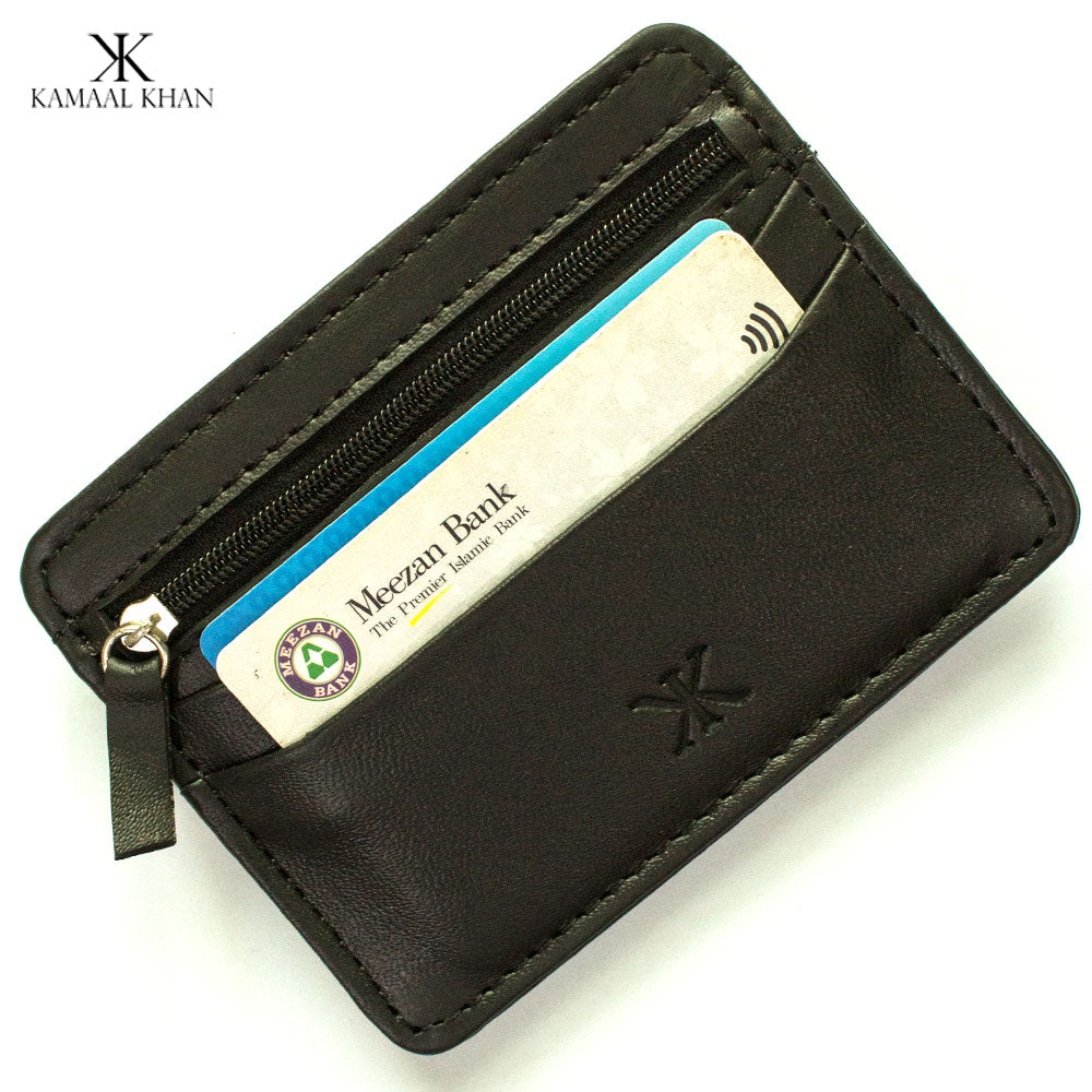 Genuine Leather Men's Zip Card Holder Wallet | Slim Minimalist Wallet with Secure Zipper