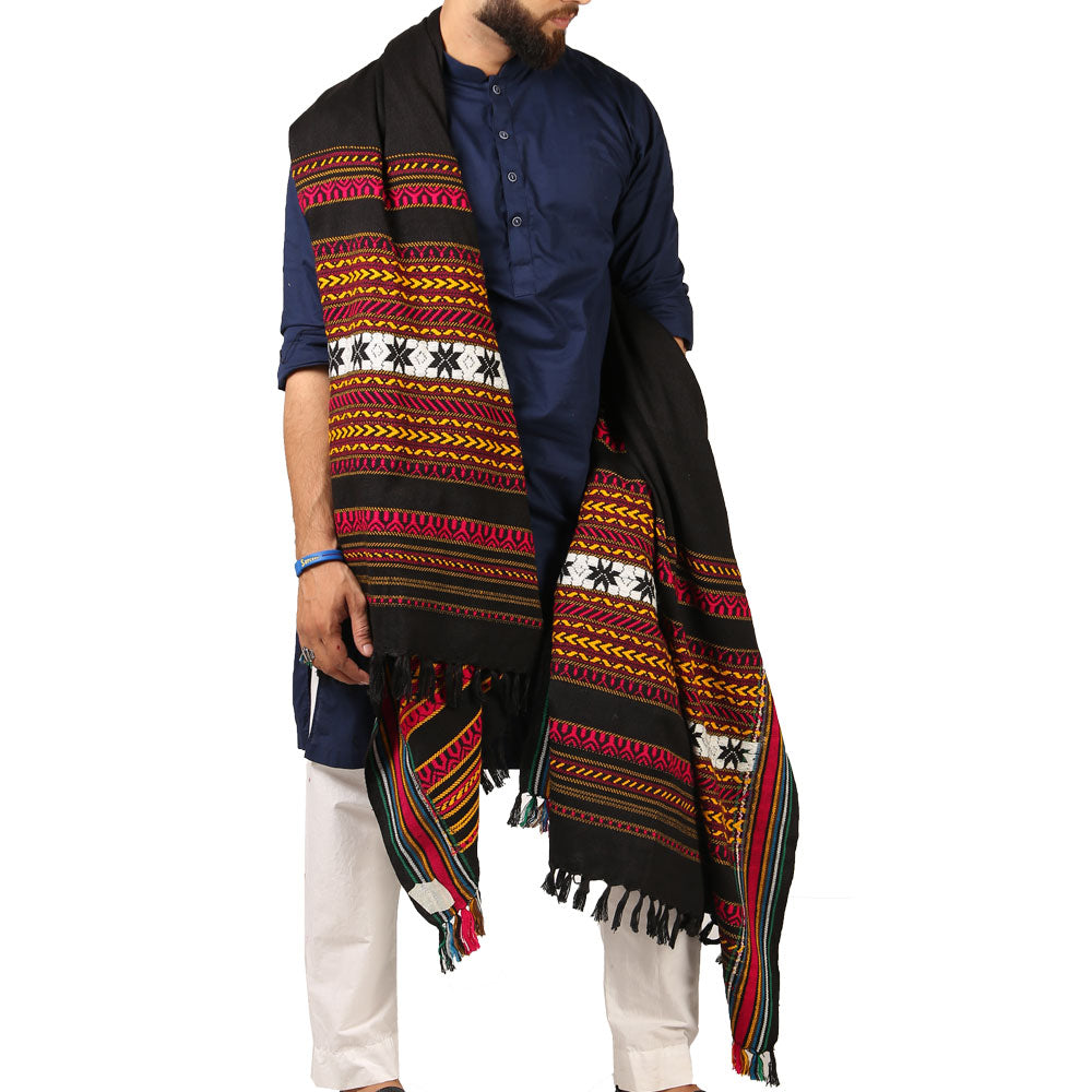 Hyderabadi Wadera Shawl: Elegance Meets Comfort in Multi-Color (Black Base)